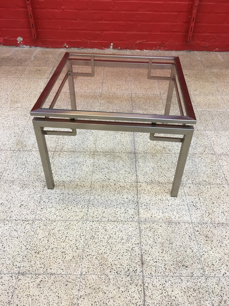 Stainless Steel two Side Tables by Guy Lefevre for Maison Jansen, France, 1970s For Sale