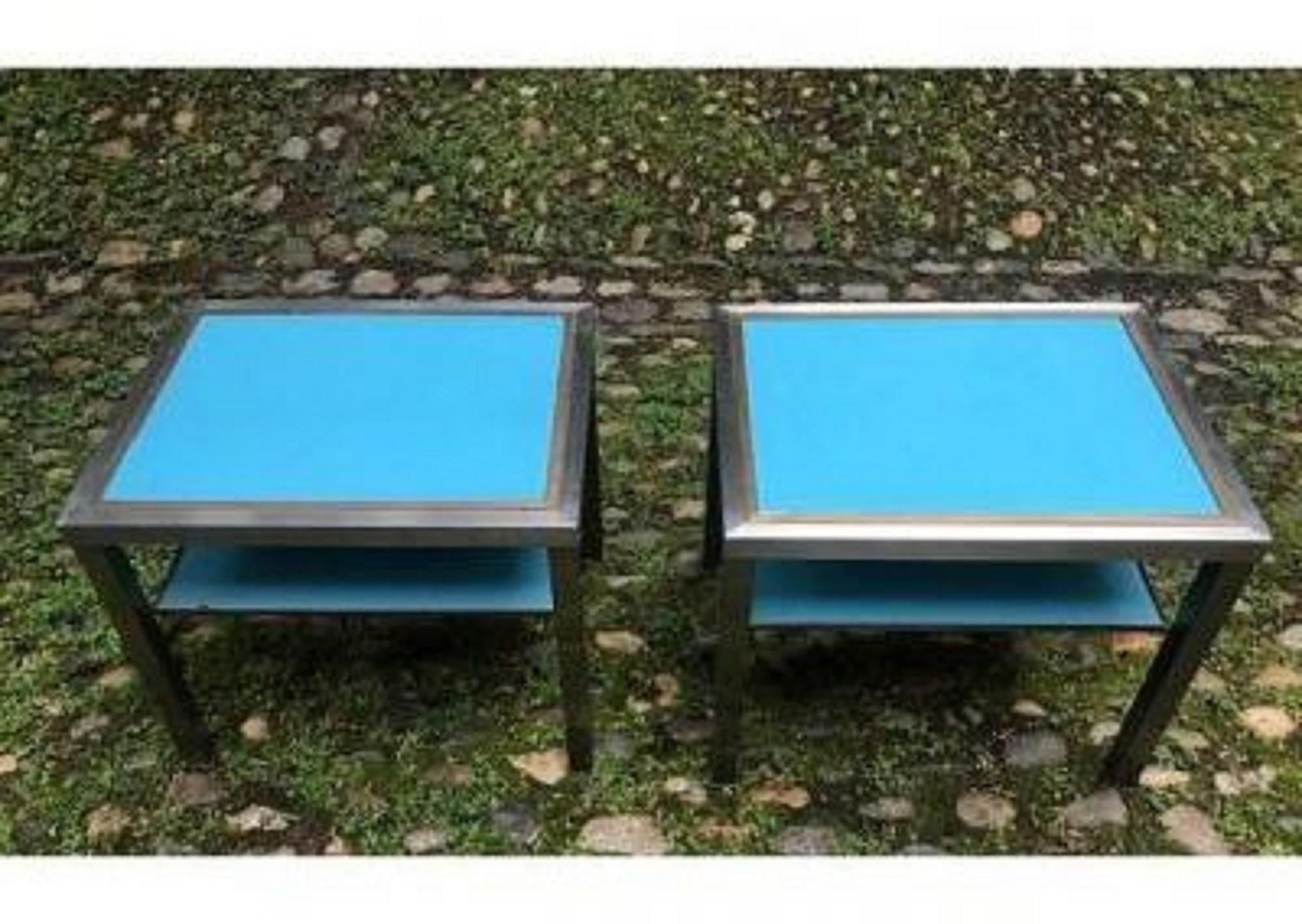 French Pair of Side Tables by Guy Lefèvre Produced by Jansen in the 1970s For Sale