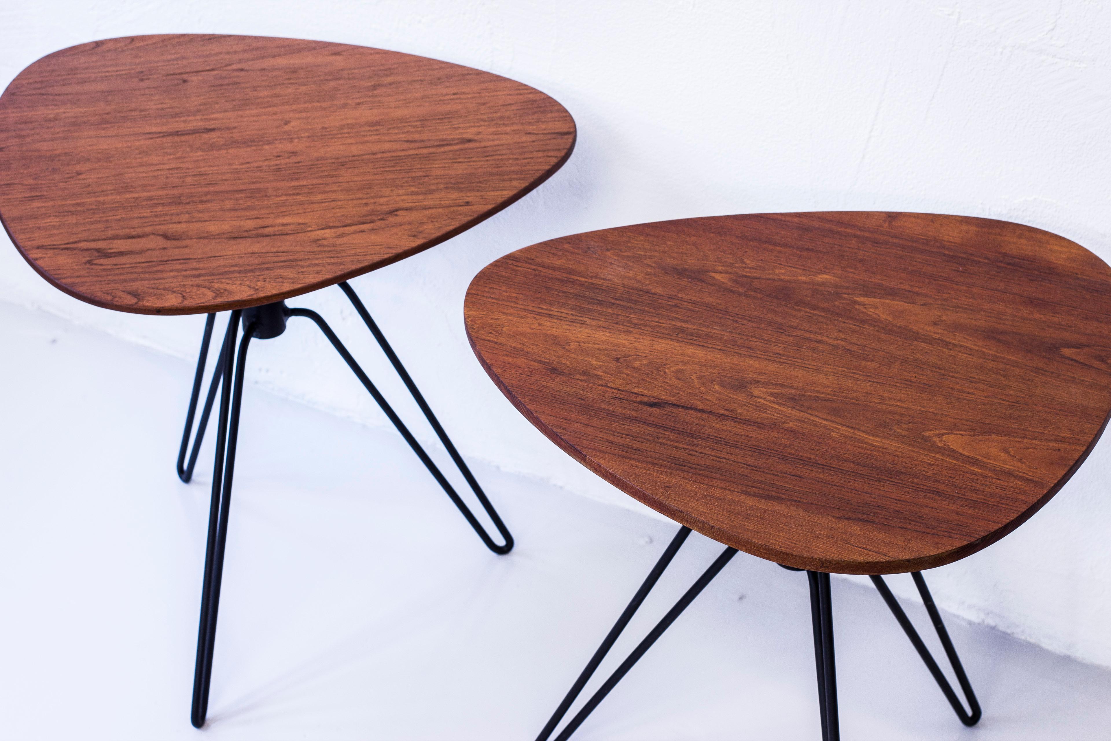 Metal Pair of Side Tables by Hans Agne Jakobsson, Sweden, 1950s