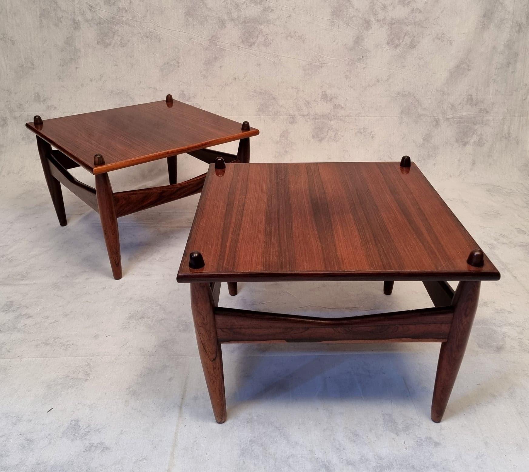 Paire de tables d'appoint par Illum Wikkels N272, bois de rose, vers 1950 en vente 2