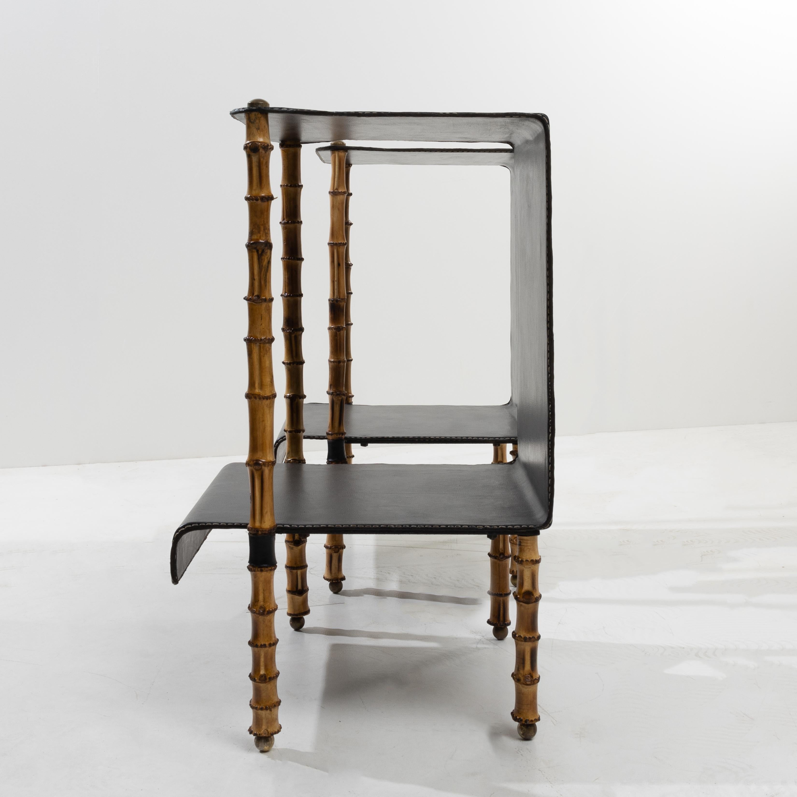 Pair of side tables by Jacques Adnet – Compagnie des Arts Français For Sale 2
