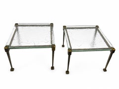 Paire de tables d'appoint signées Lothar Klute, en bronze et verre, Allemagne