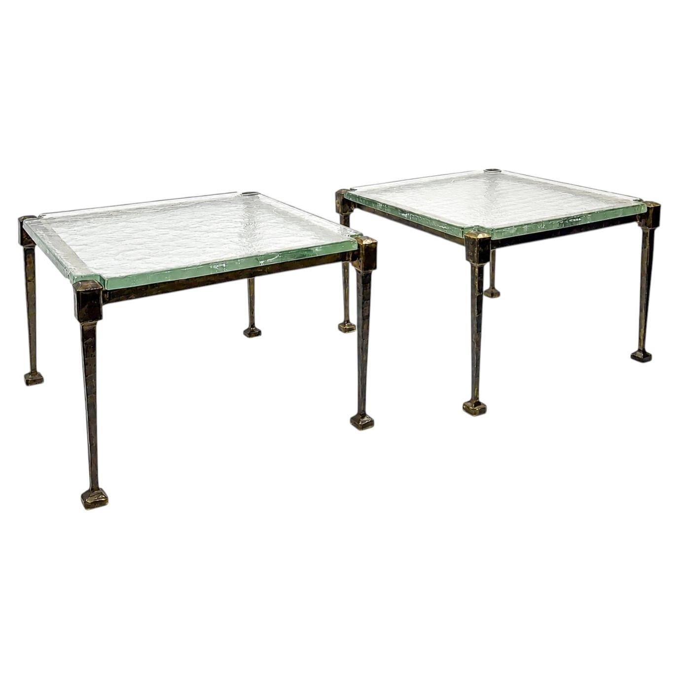 Pair of Side Tables by Lothar Klute, Bronze and Glass, Germany