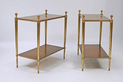Art Deco Side Tables by Maison Jansen, Wood with Golden Patina, 1940