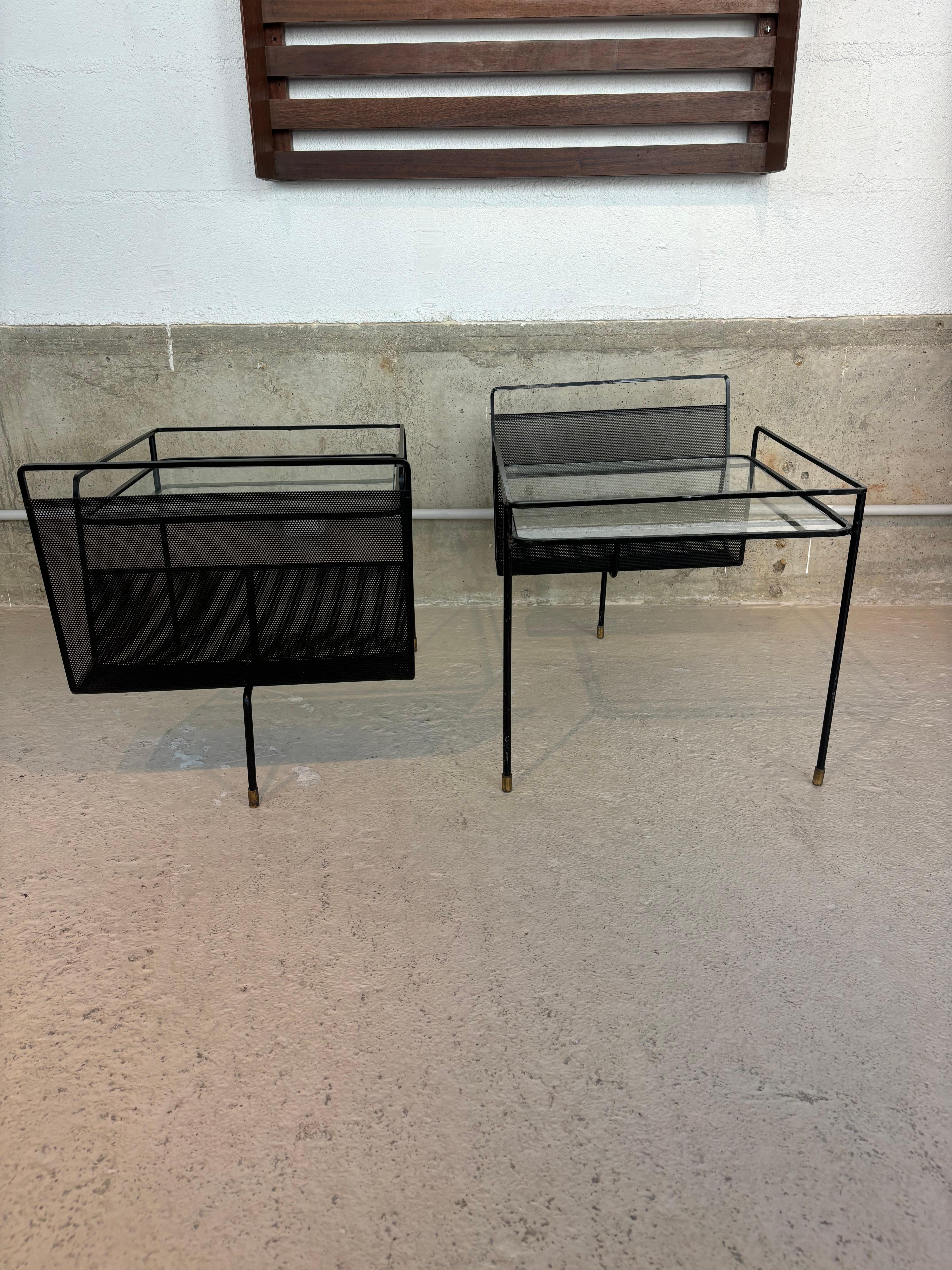 Pair of side tables by Mathieu Matégot For Sale 6