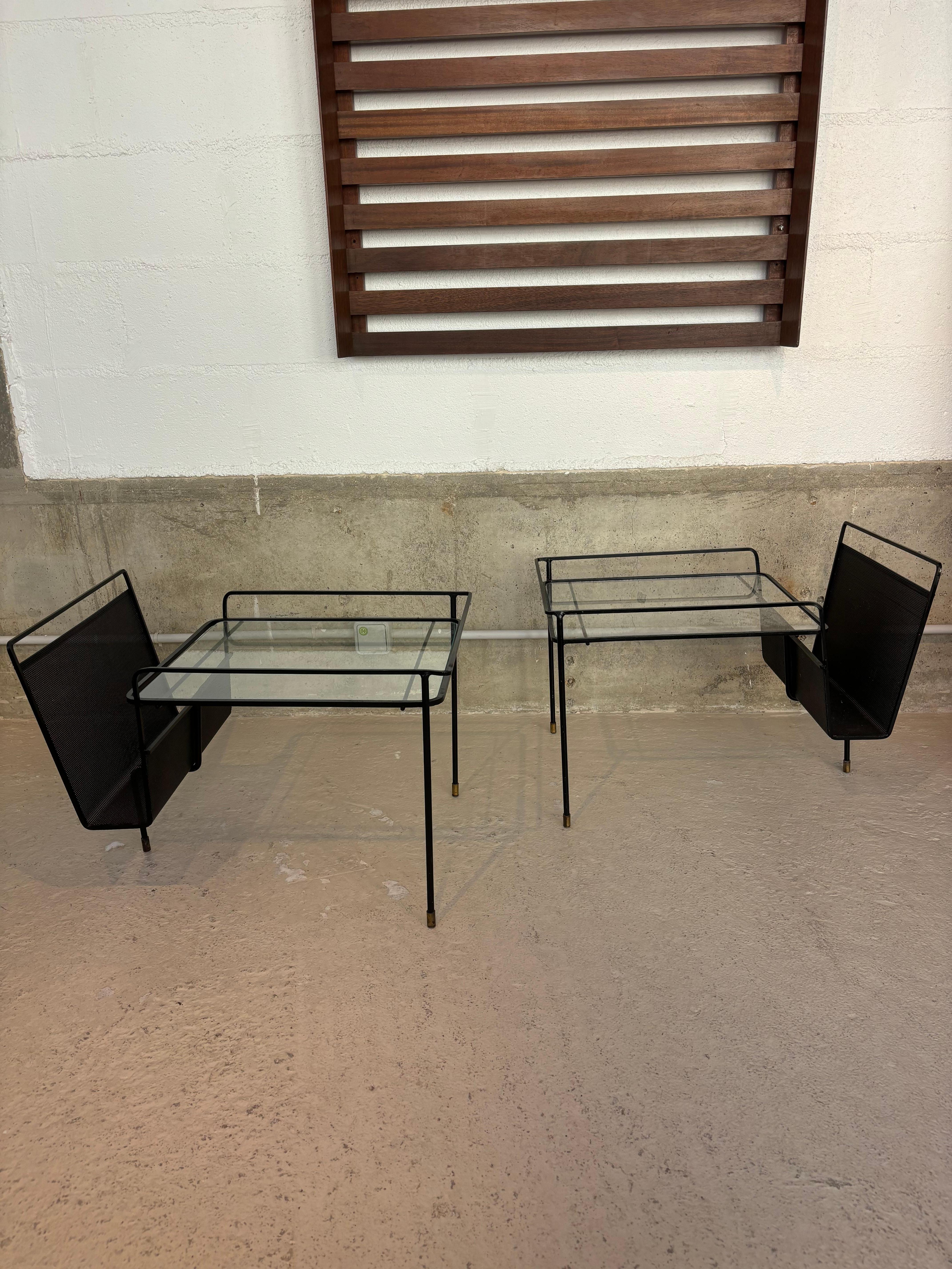 Mid-Century Modern Pair of side tables by Mathieu Matégot For Sale