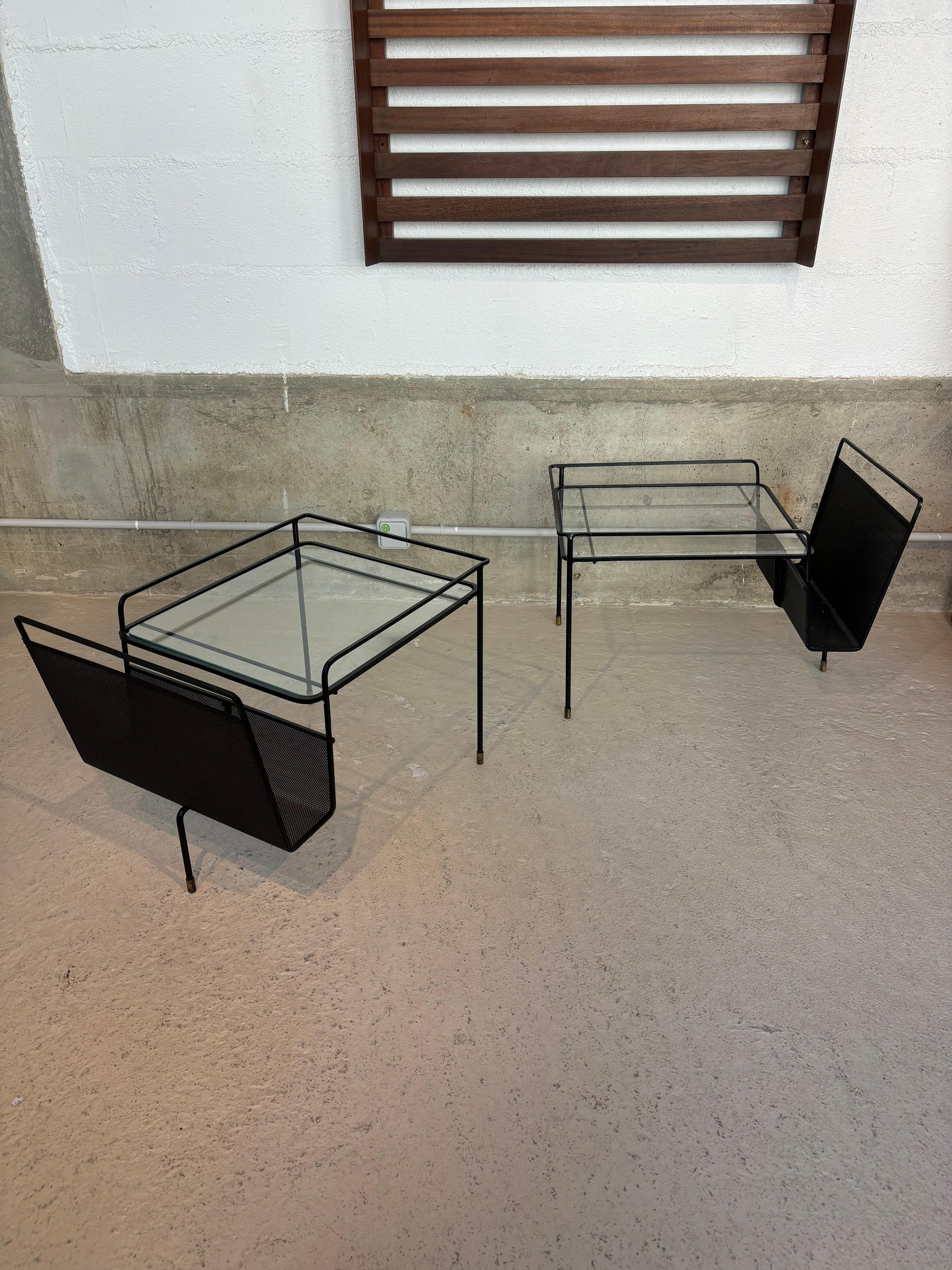 Pair of side tables by Mathieu Matégot In Good Condition For Sale In SAINT-OUEN-SUR-SEINE, FR