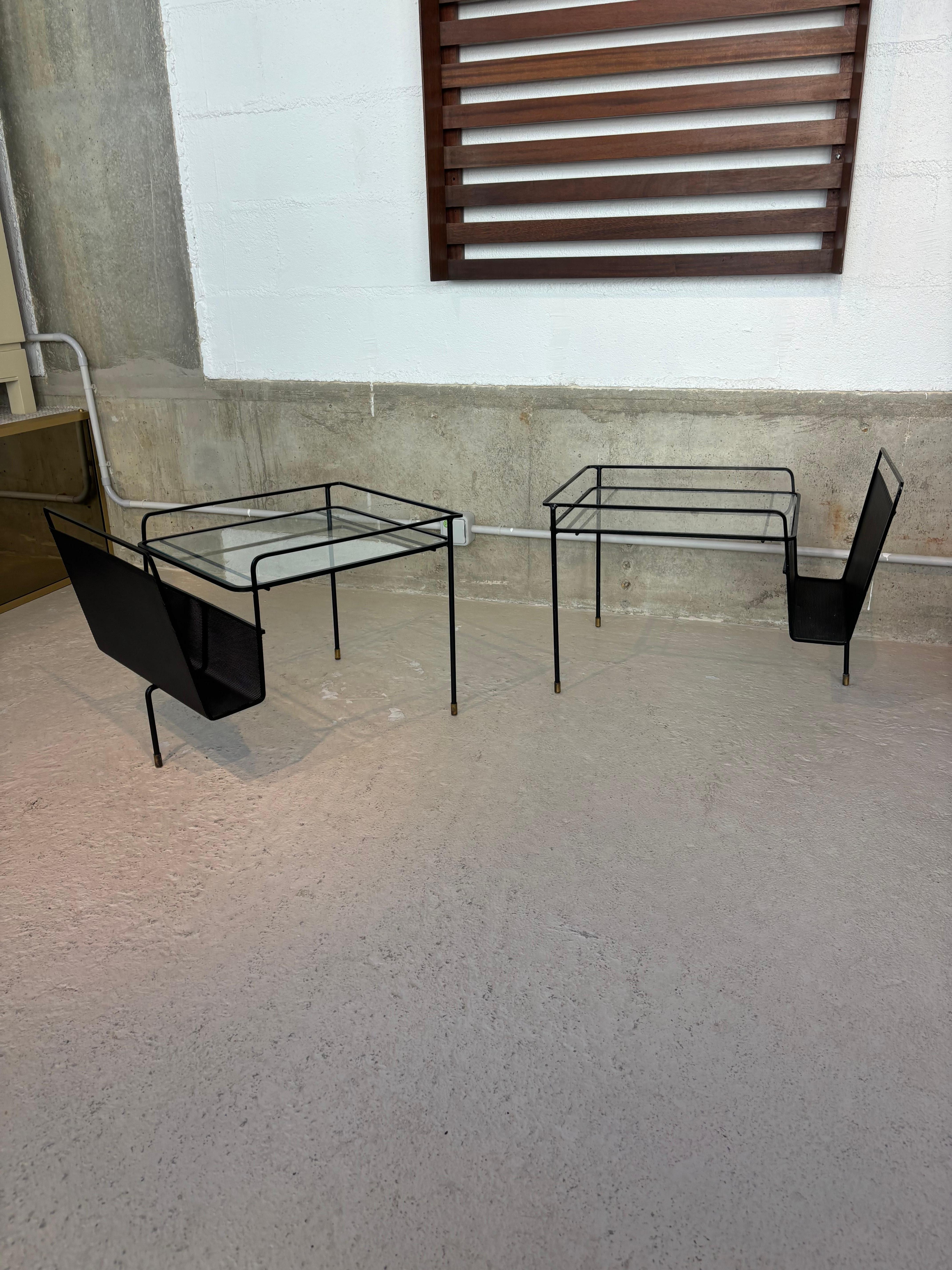Mid-20th Century Pair of side tables by Mathieu Matégot For Sale