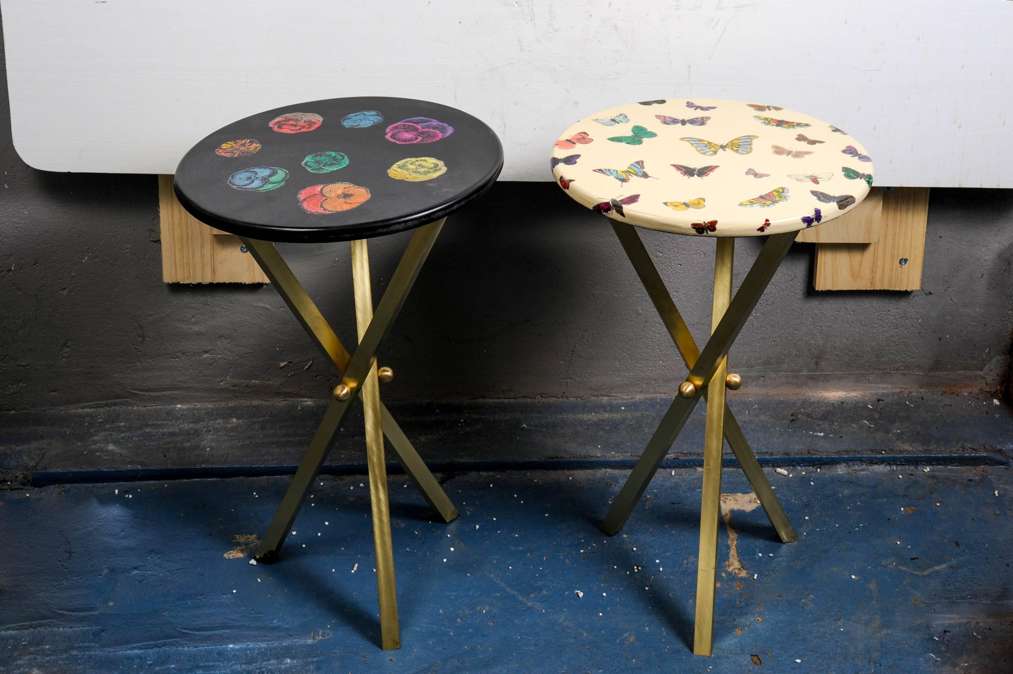 Metal Pair of Side Tables by Piero Fornasetti