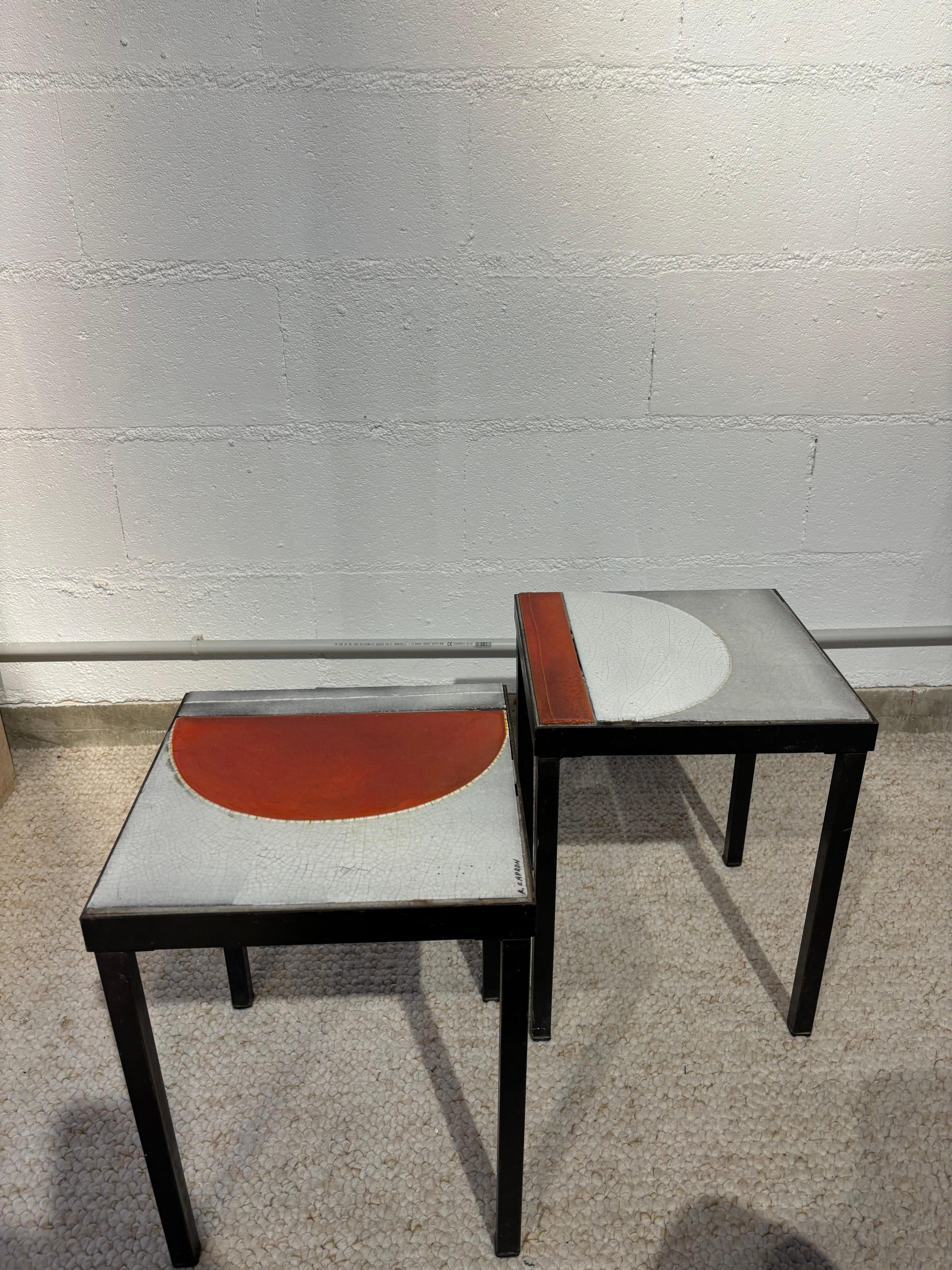 Ceramica Pair of side tables by Roger Capron in vendita