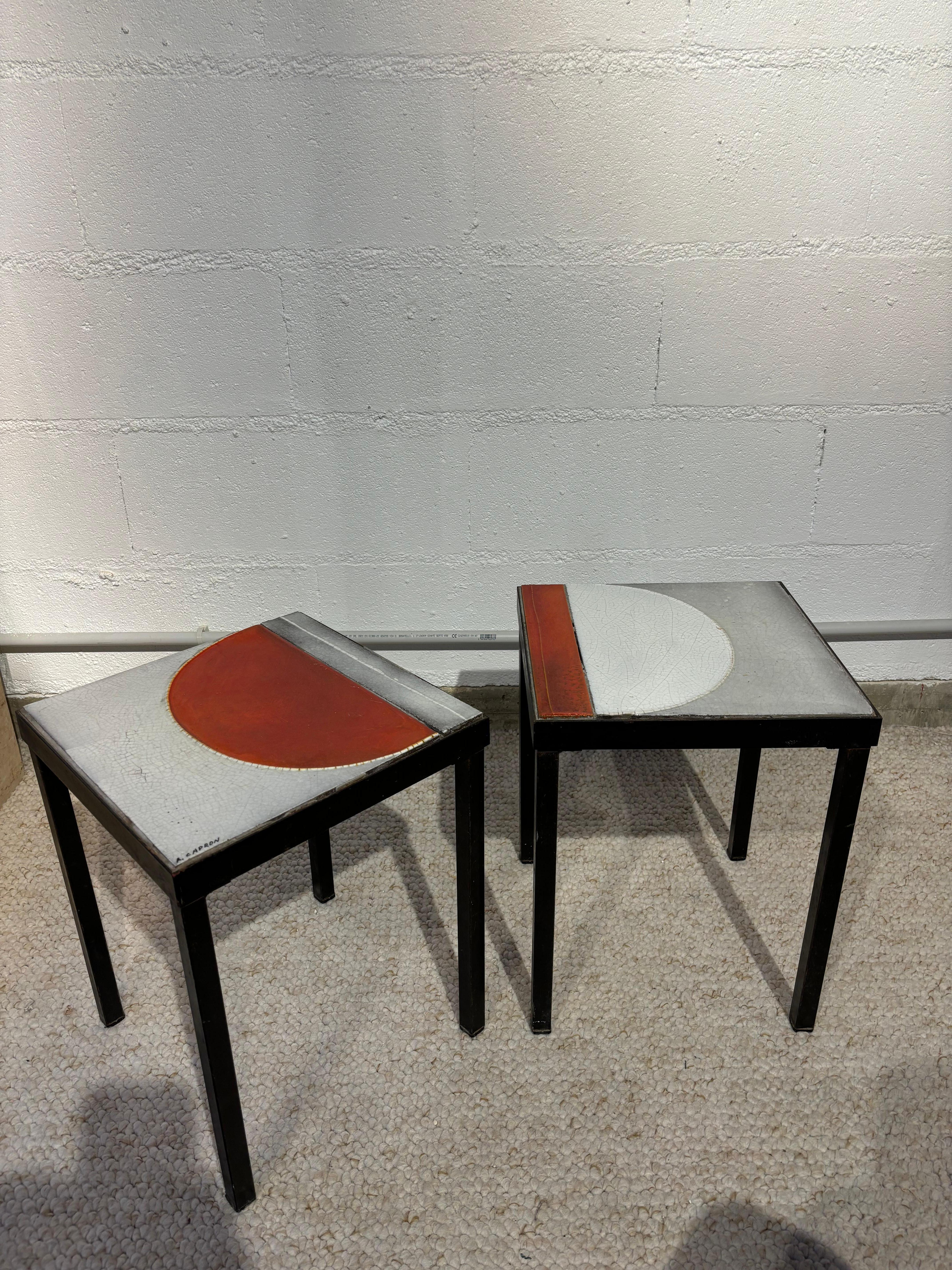 Pair of side tables by Roger Capron in vendita 1