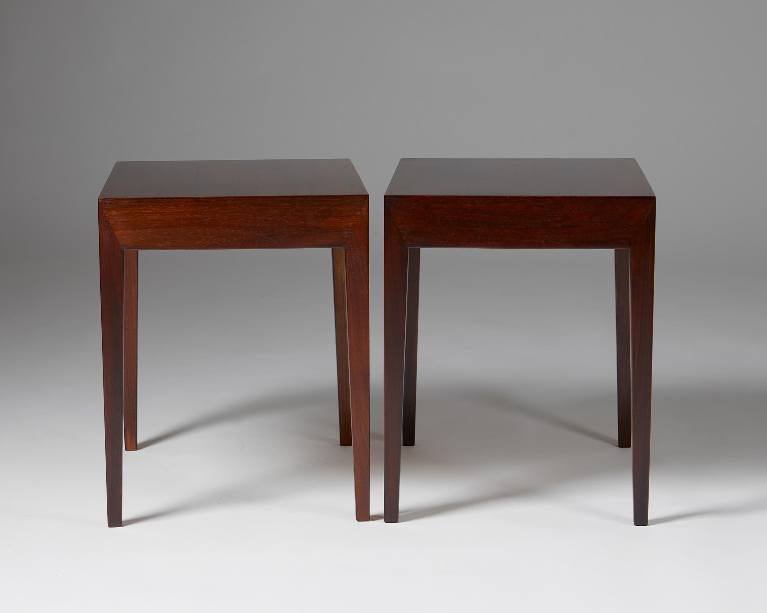 Mid-20th Century Pair of Side Tables Designed by Severin Hansen Jr for Haslev Möbelsnedkeri