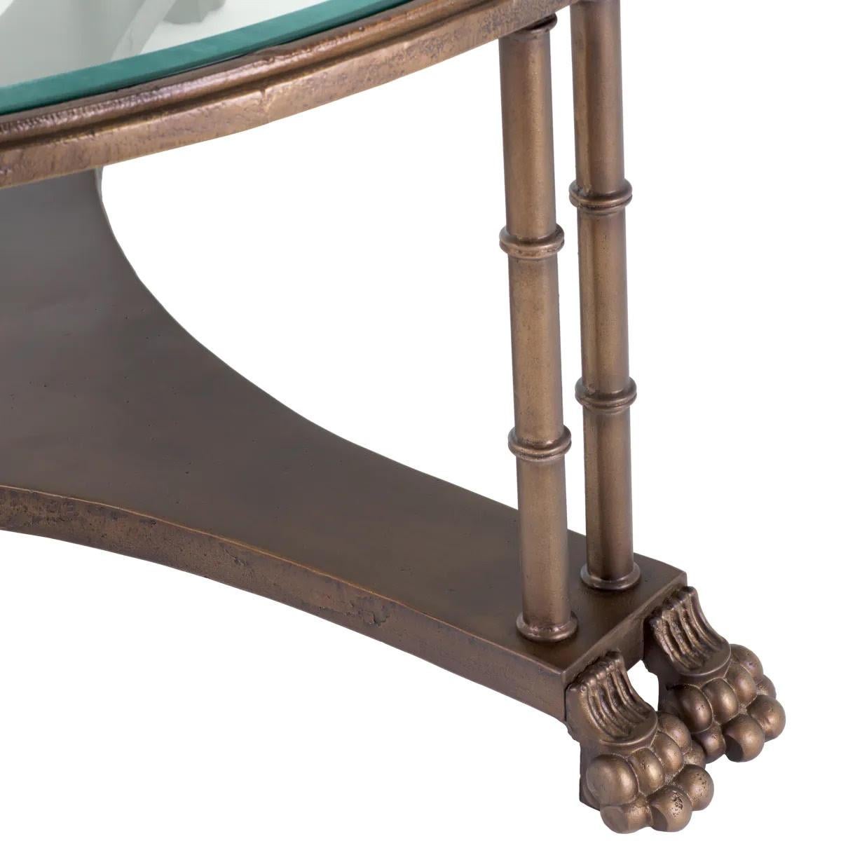 Modern Pair of Side Tables, End of Sofa, Bronze and Bevelled Glass. For Sale