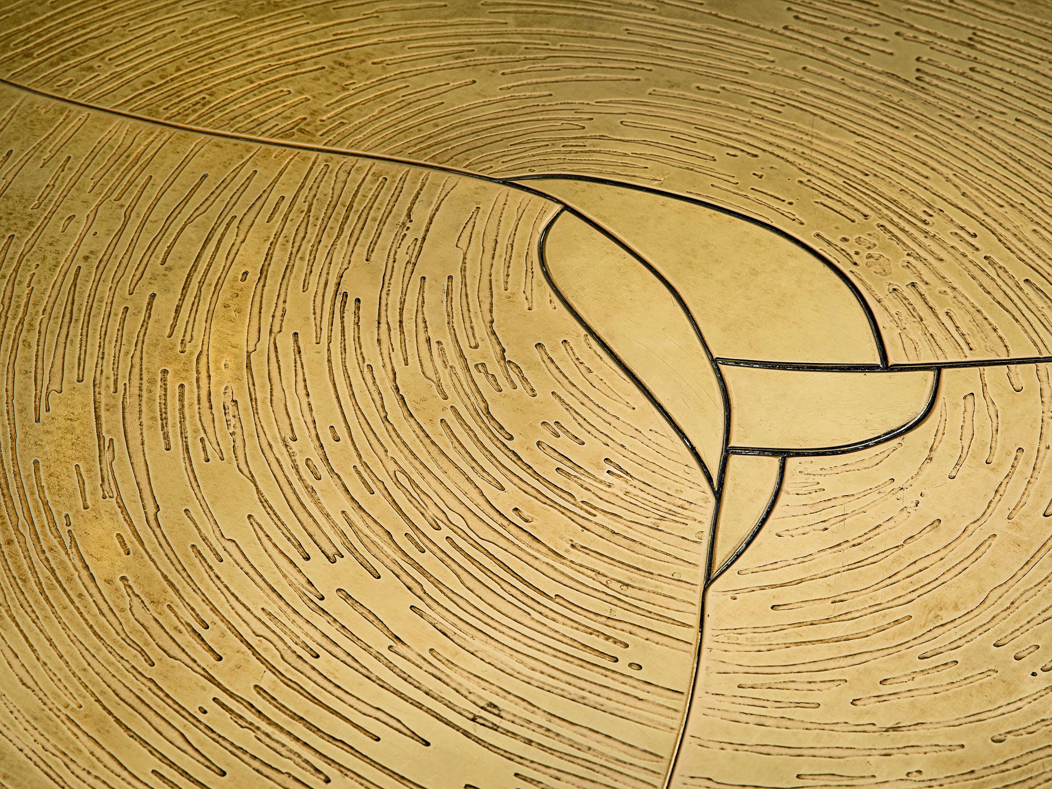 Rare Pair of Jean Claude Dresse Side Tables in Etched Brass. In Good Condition In Waalwijk, NL