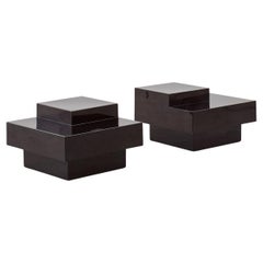 Pair of side tables in dark brown bakelite - France, 1970s