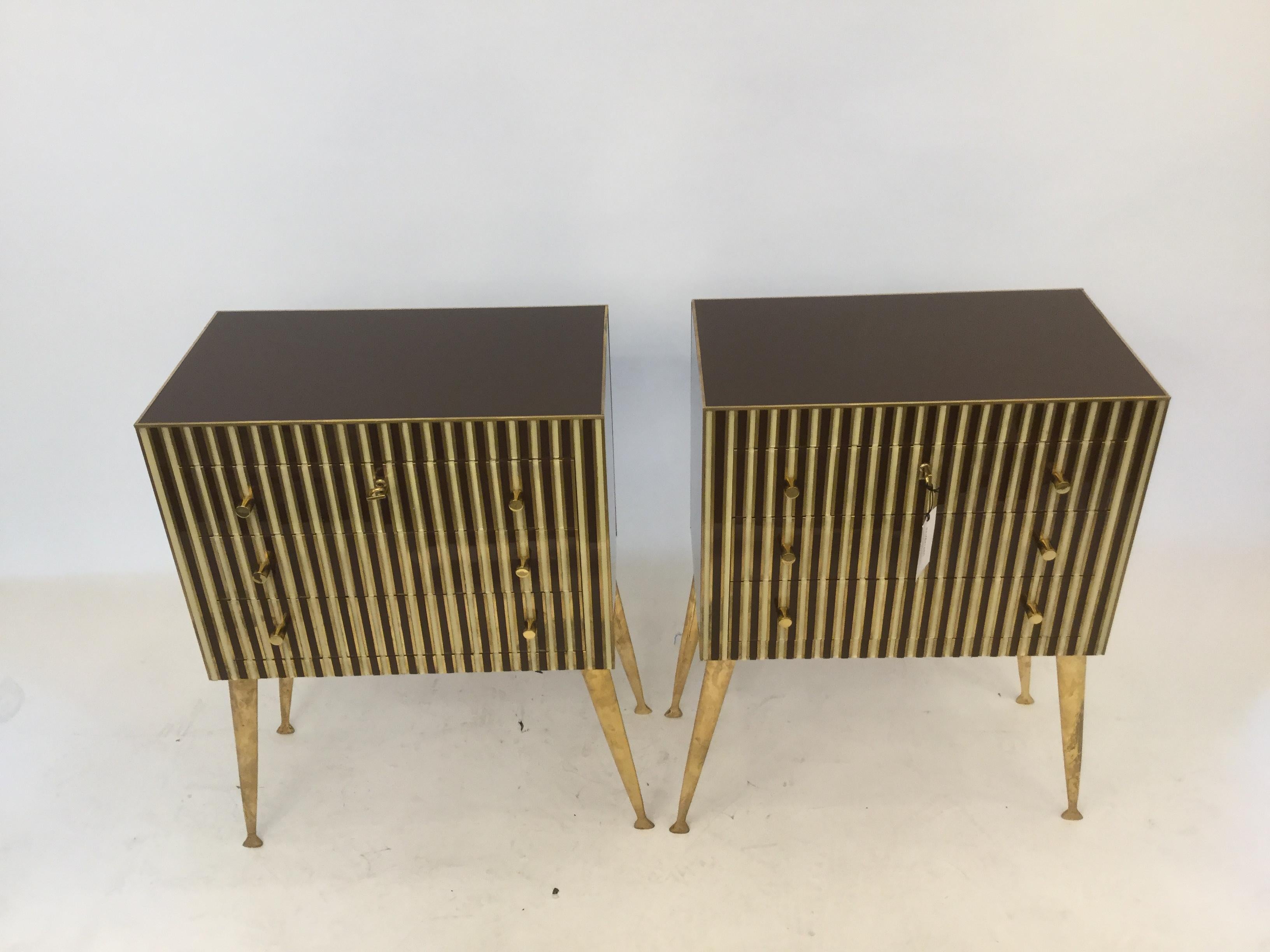 Pair of Side Tables in Glass and Brass, Italy, 1960s 5