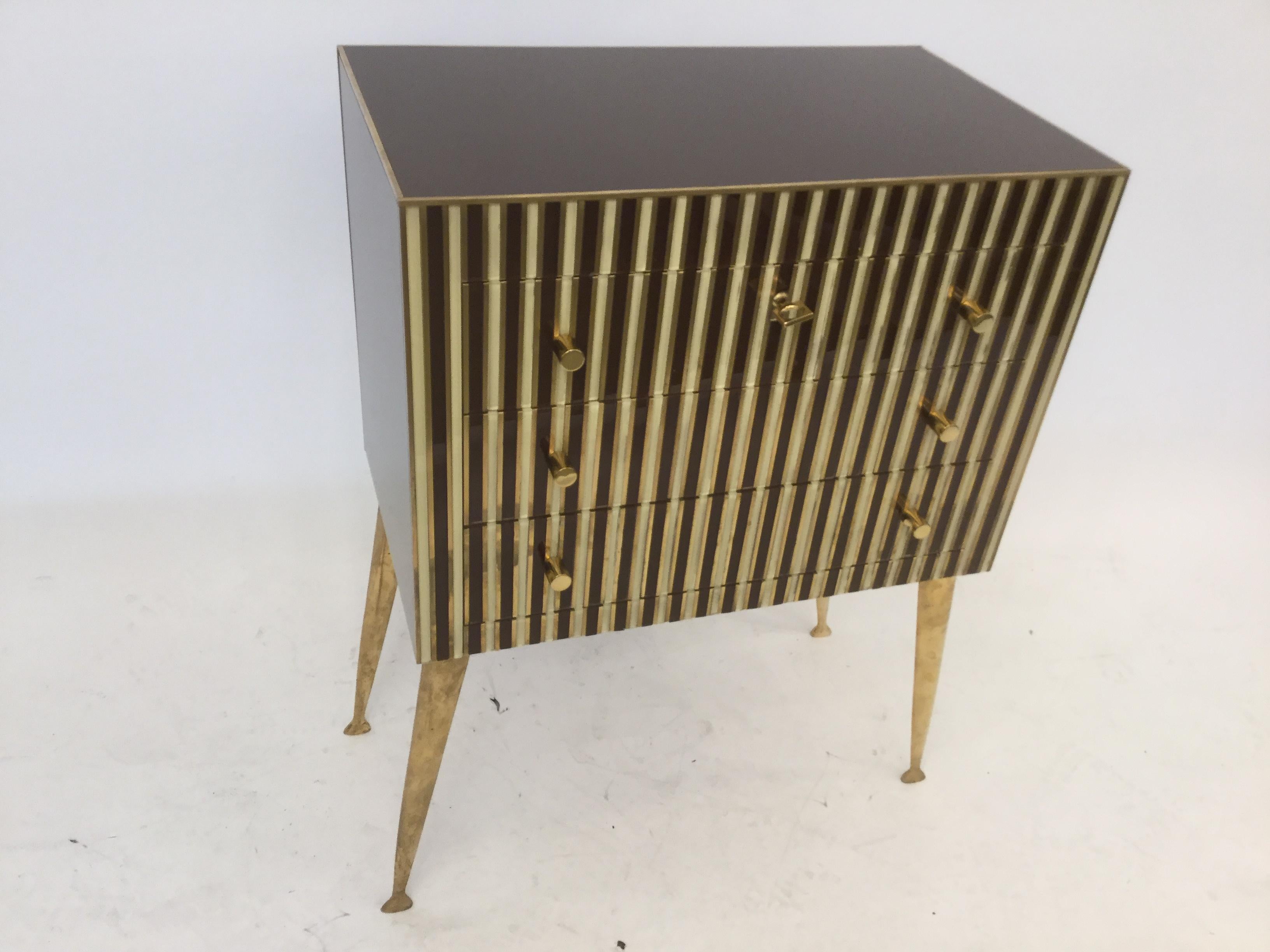 Mid-Century Modern Pair of Side Tables in Glass and Brass, Italy, 1960s