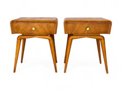 Pair of Side Tables in Hardwood & Brass detail, Giuseppe Scapinelli, c. 1950