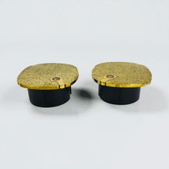 Pair of side tables in mosaic brass by Jean Claude Dresse.