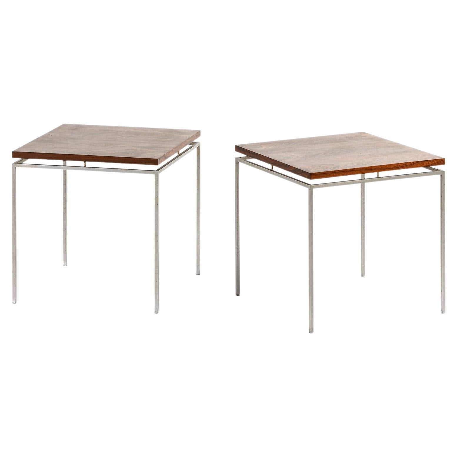 Paire de tables d'appoint en bois de rose et Steele par Knud Joos, années 1950