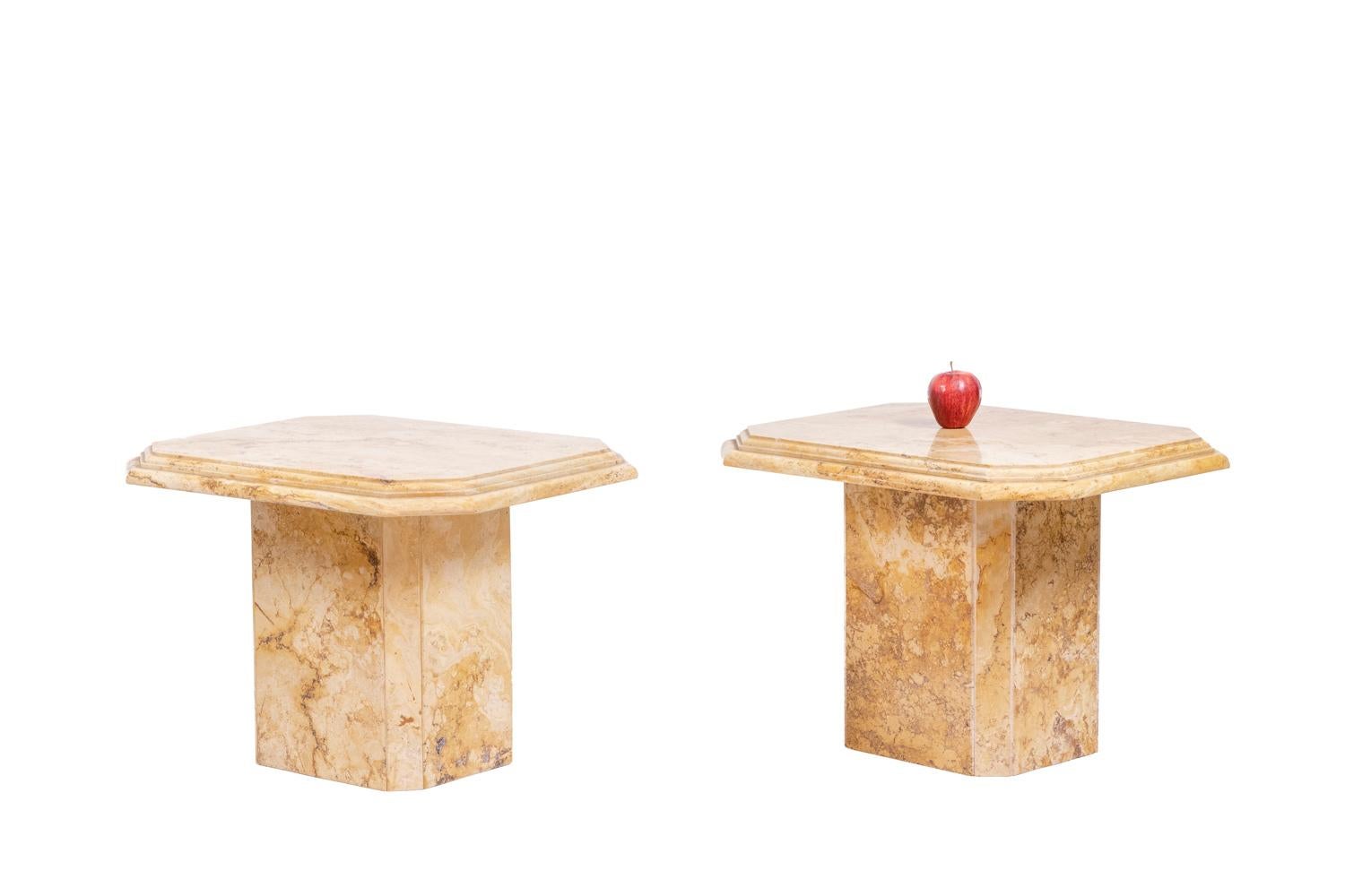 Pair of Side Tables in Sienna Marble, 1970s For Sale 5