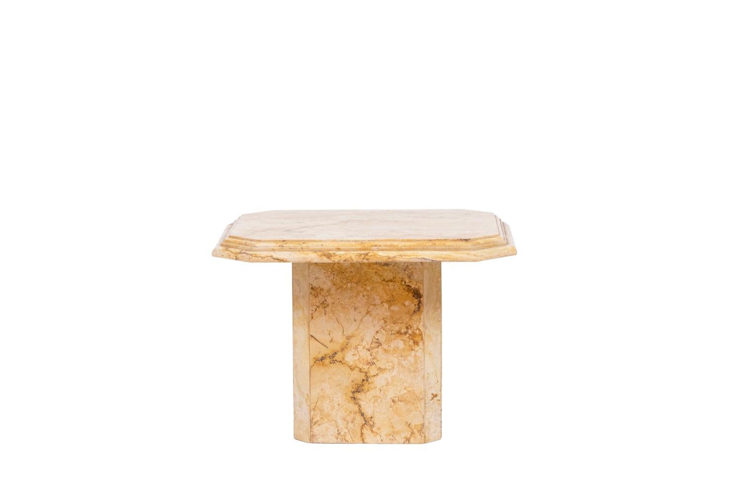 Italian Pair of Side Tables in Sienna Marble, 1970s For Sale
