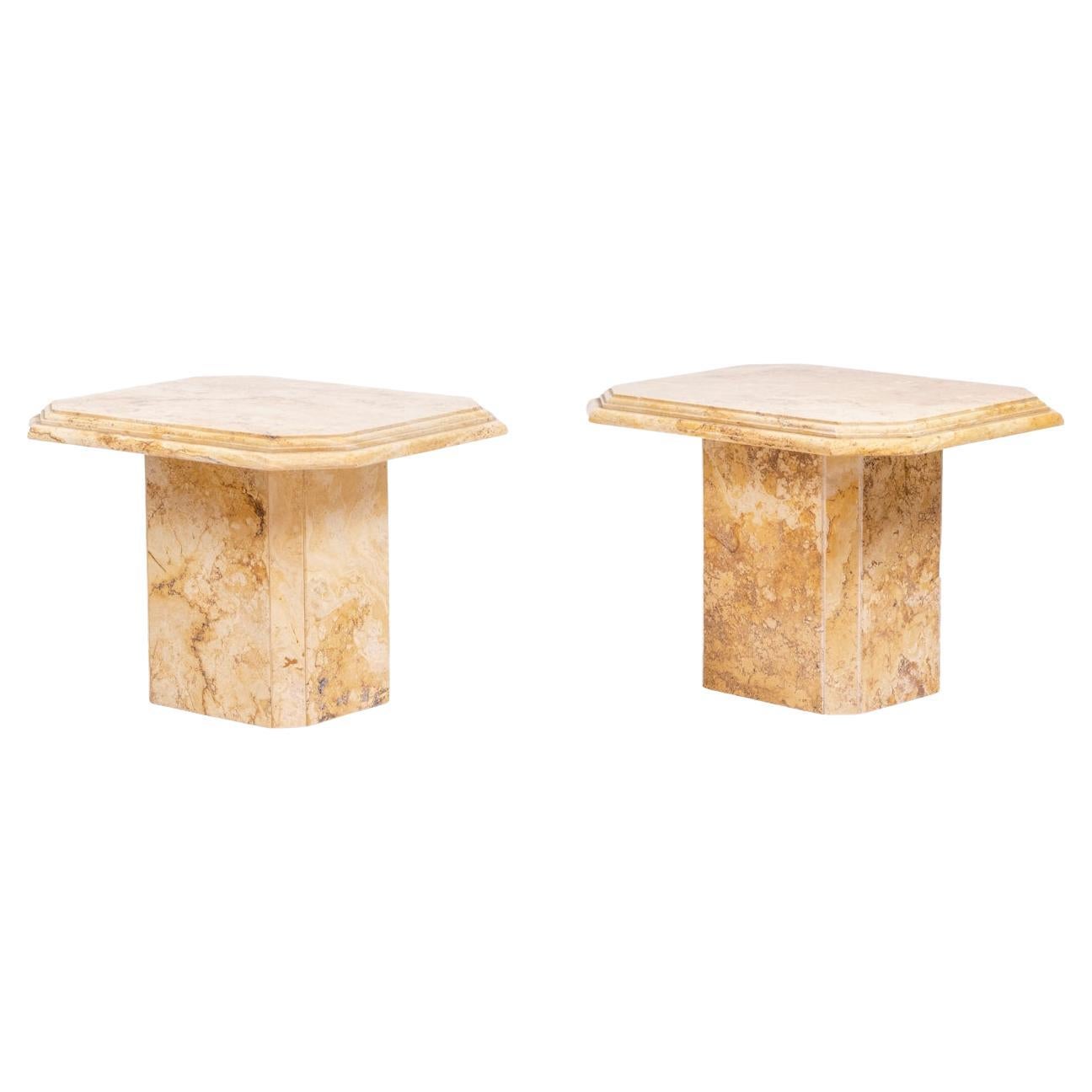 Pair of Side Tables in Sienna Marble, 1970s For Sale