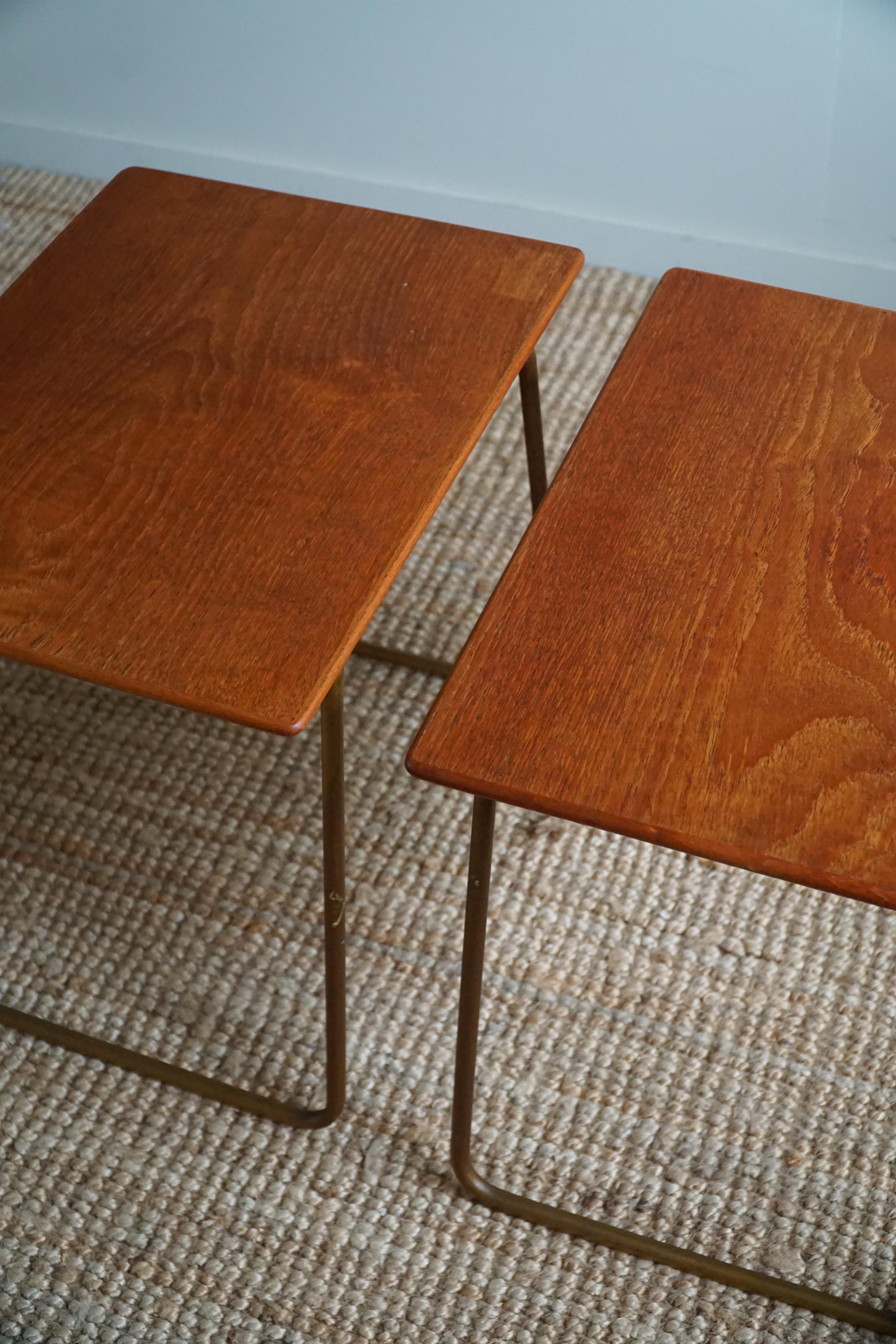 Pair of Side Tables in Teak and Steel, Danish Mid Century, 1960s For Sale 4