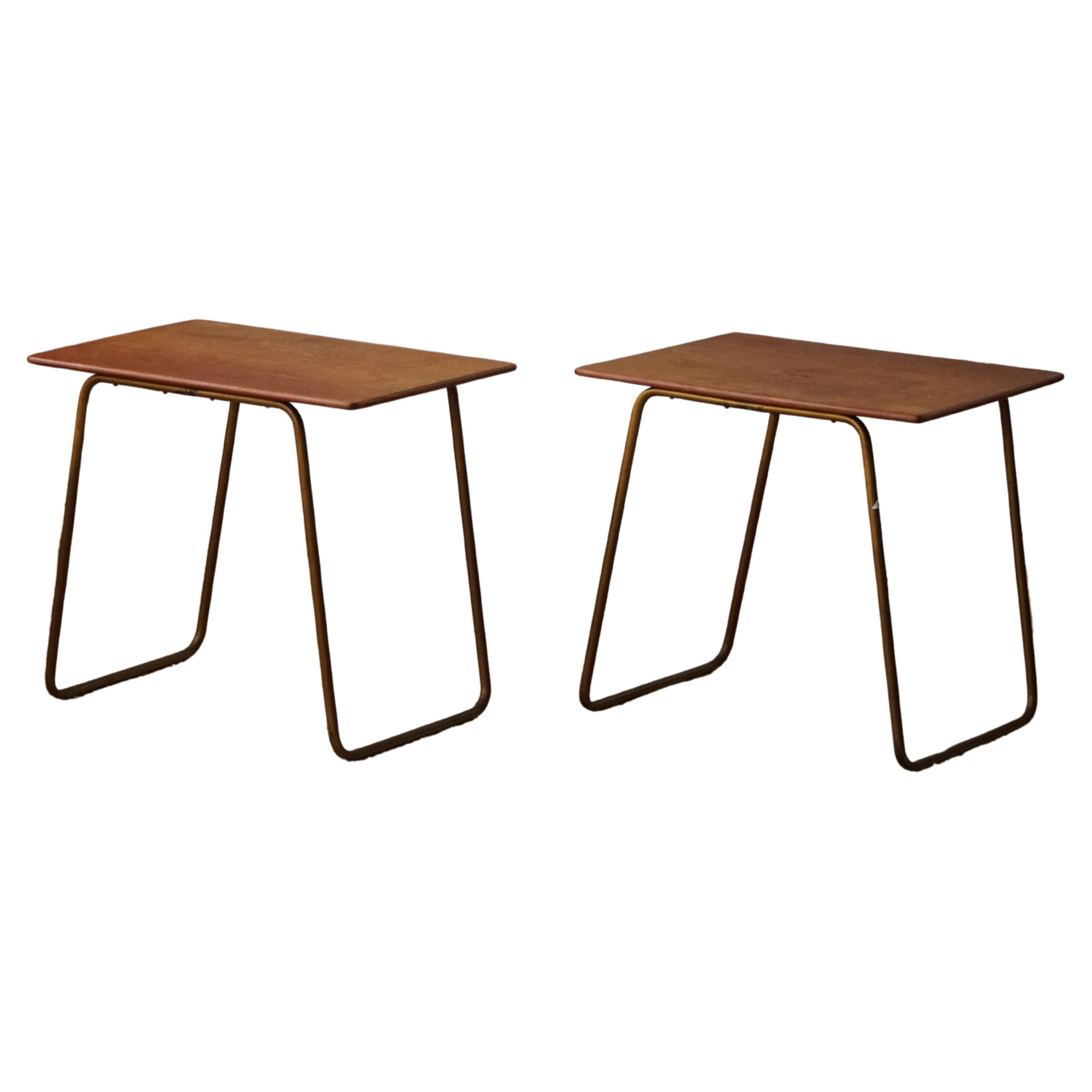 Pair of Side Tables in Teak and Steel, Danish Mid Century, 1960s