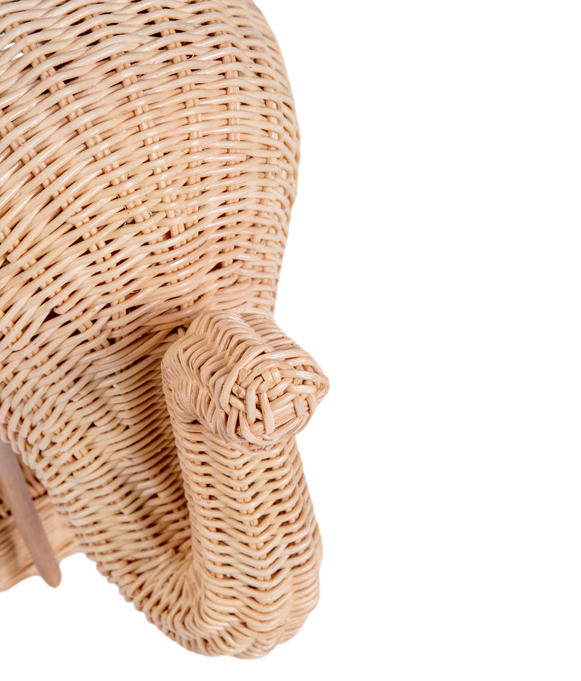 Pair of Side Tables in the Shape of Wicker Elephants 7