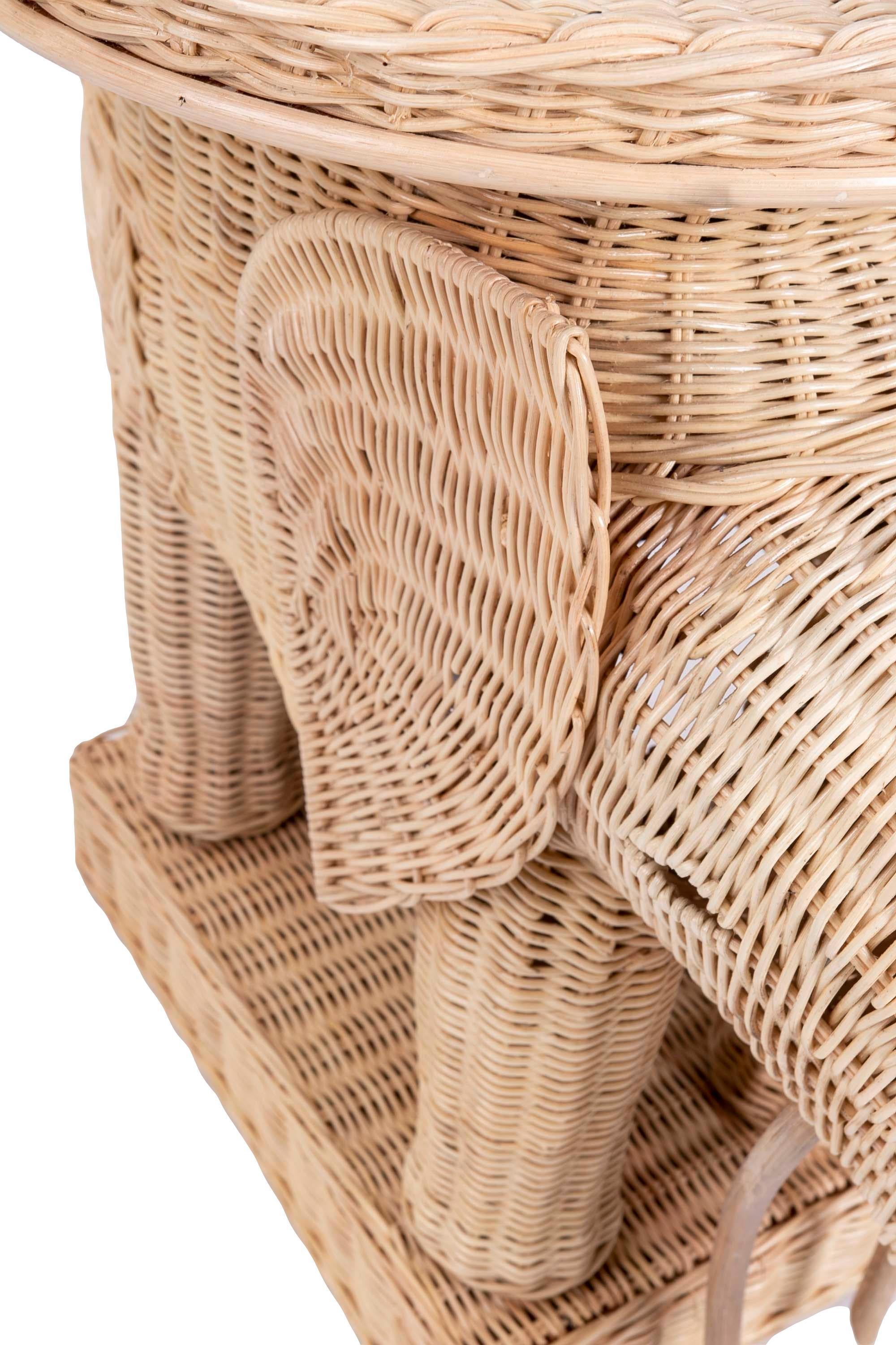 Pair of Side Tables in the Shape of Wicker Elephants 8