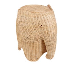 Pair of Side Tables in the Shape of Wicker Elephants