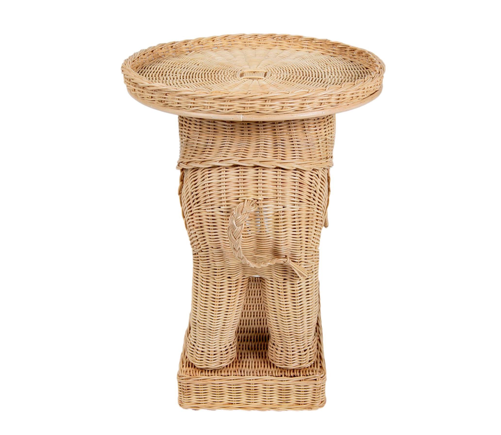 rattan elephant side table