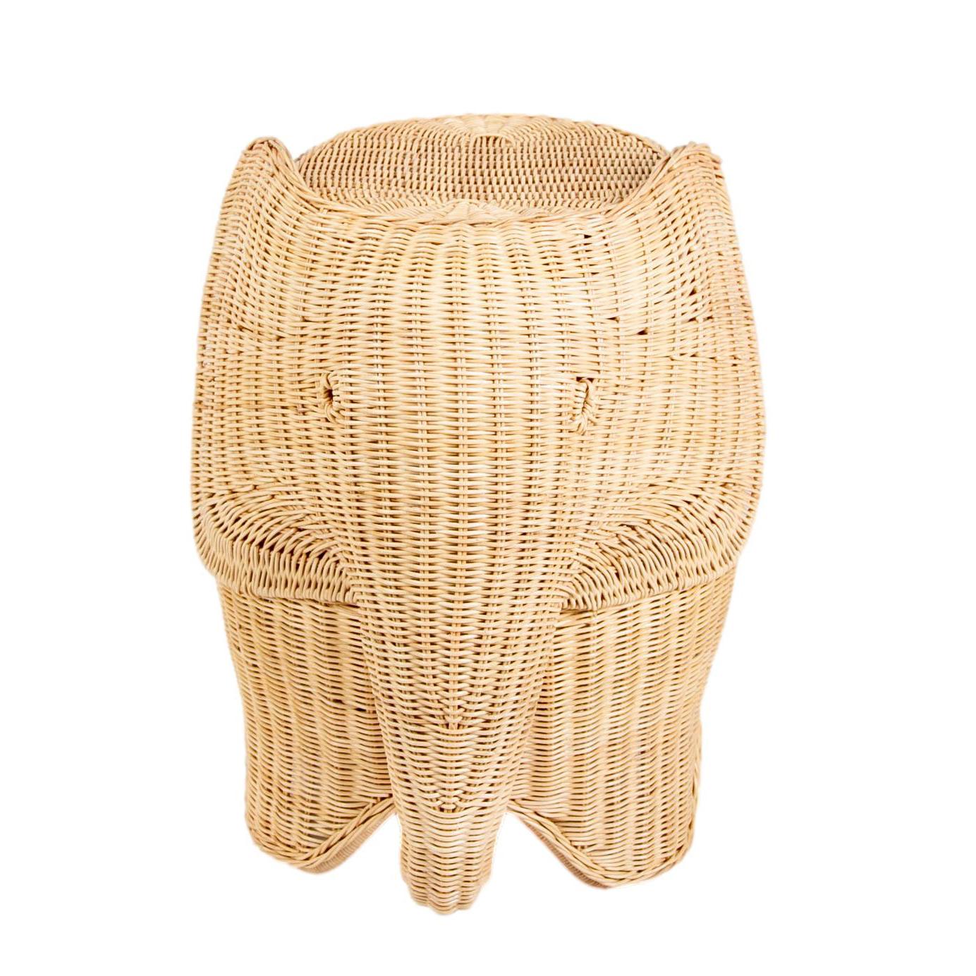 Pair of Side Tables in the Shape of Wicker Elephants For Sale 3