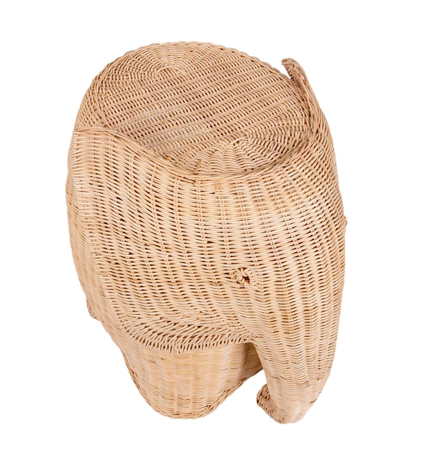 Pair of Side Tables in the Shape of Wicker Elephants For Sale 4