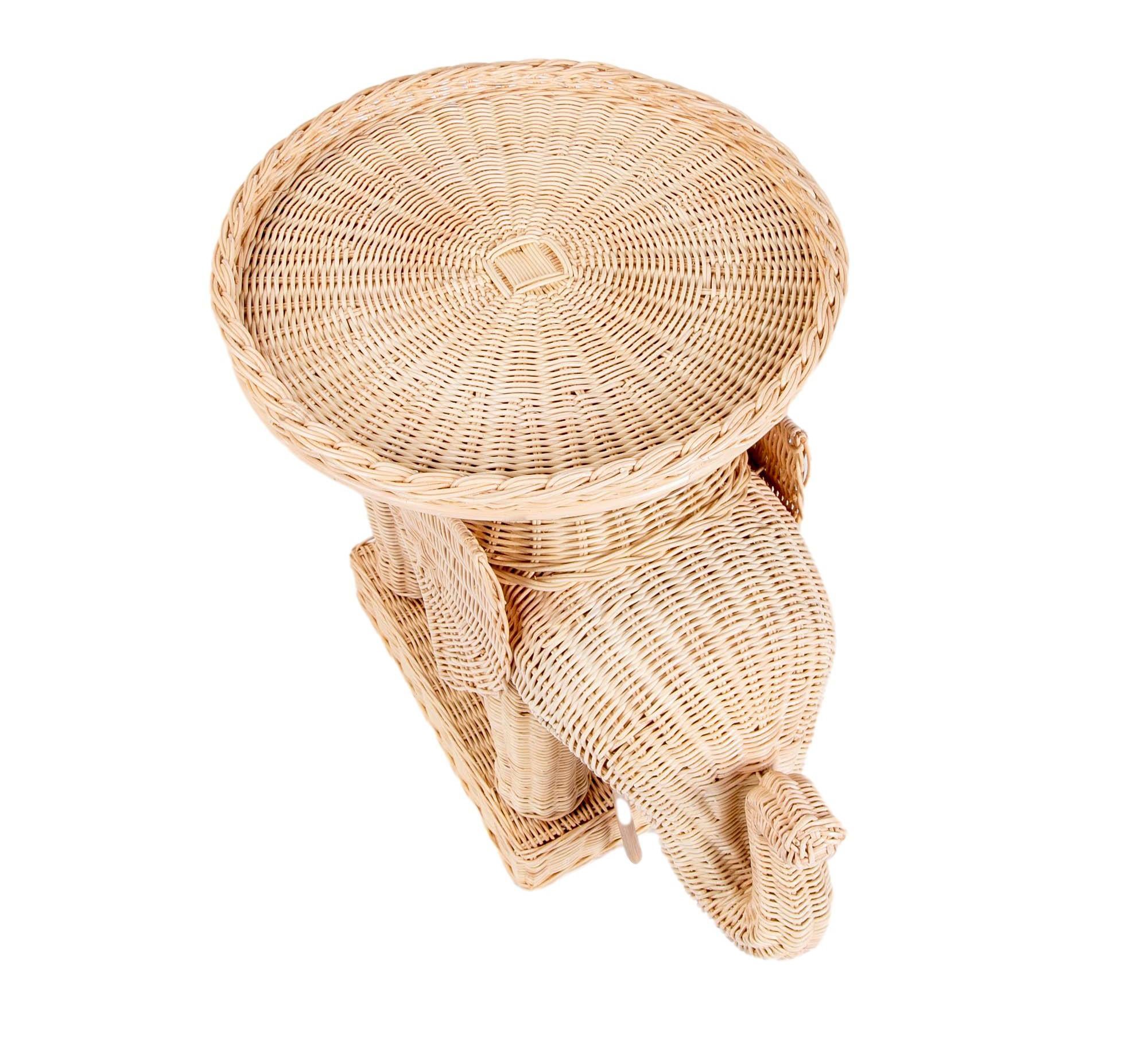 Pair of Side Tables in the Shape of Wicker Elephants 2