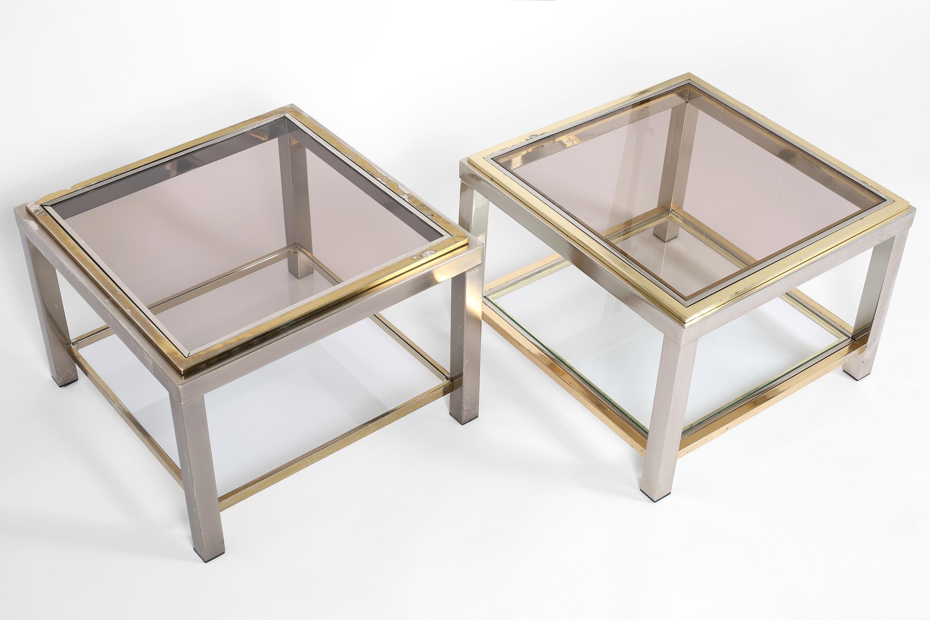 Late 20th Century Pair of Side Tables in the style of Jean Charles or Guy Lefevre French, c. 1970s