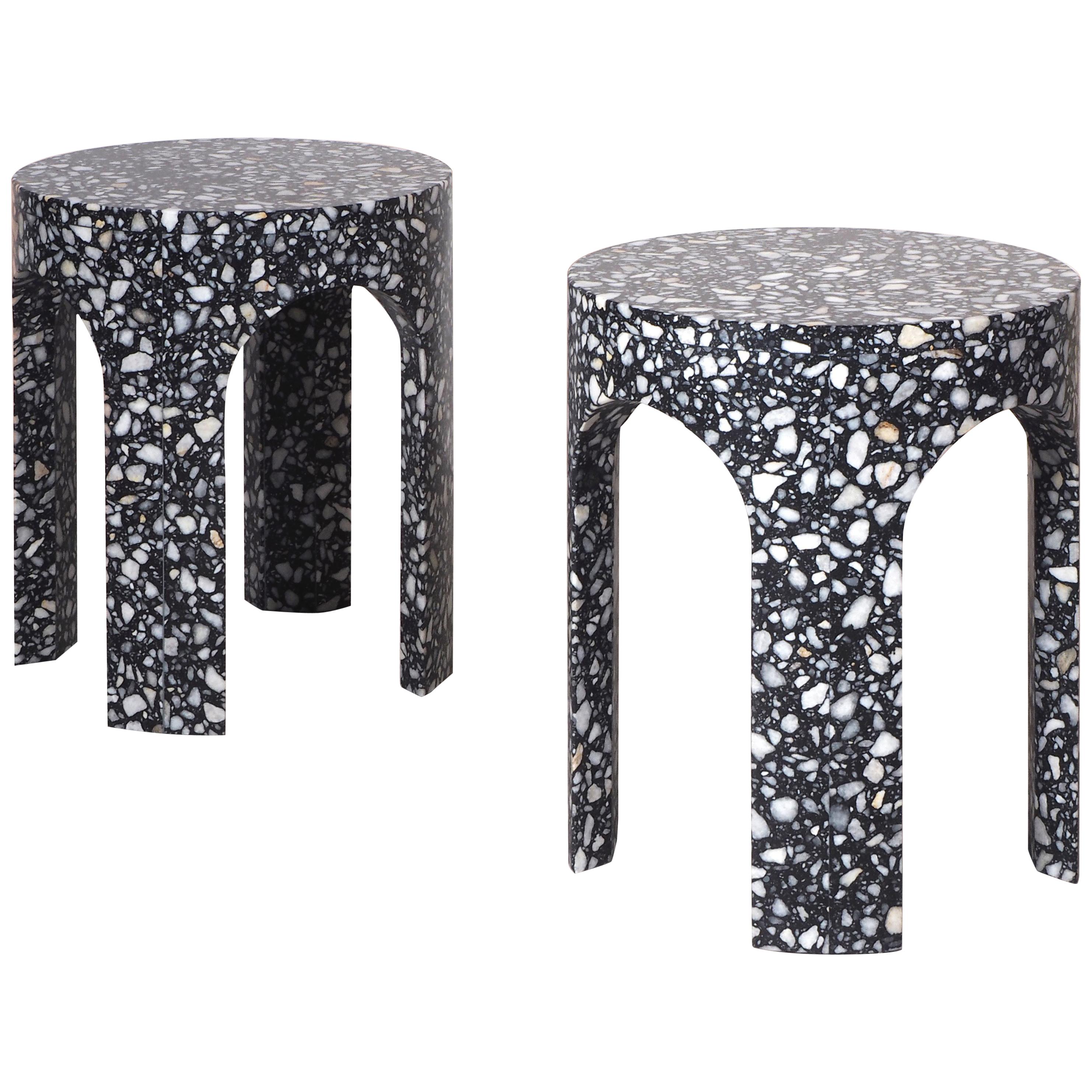 Modern Pair of Side Tables, Loggia Terrazzo For Sale