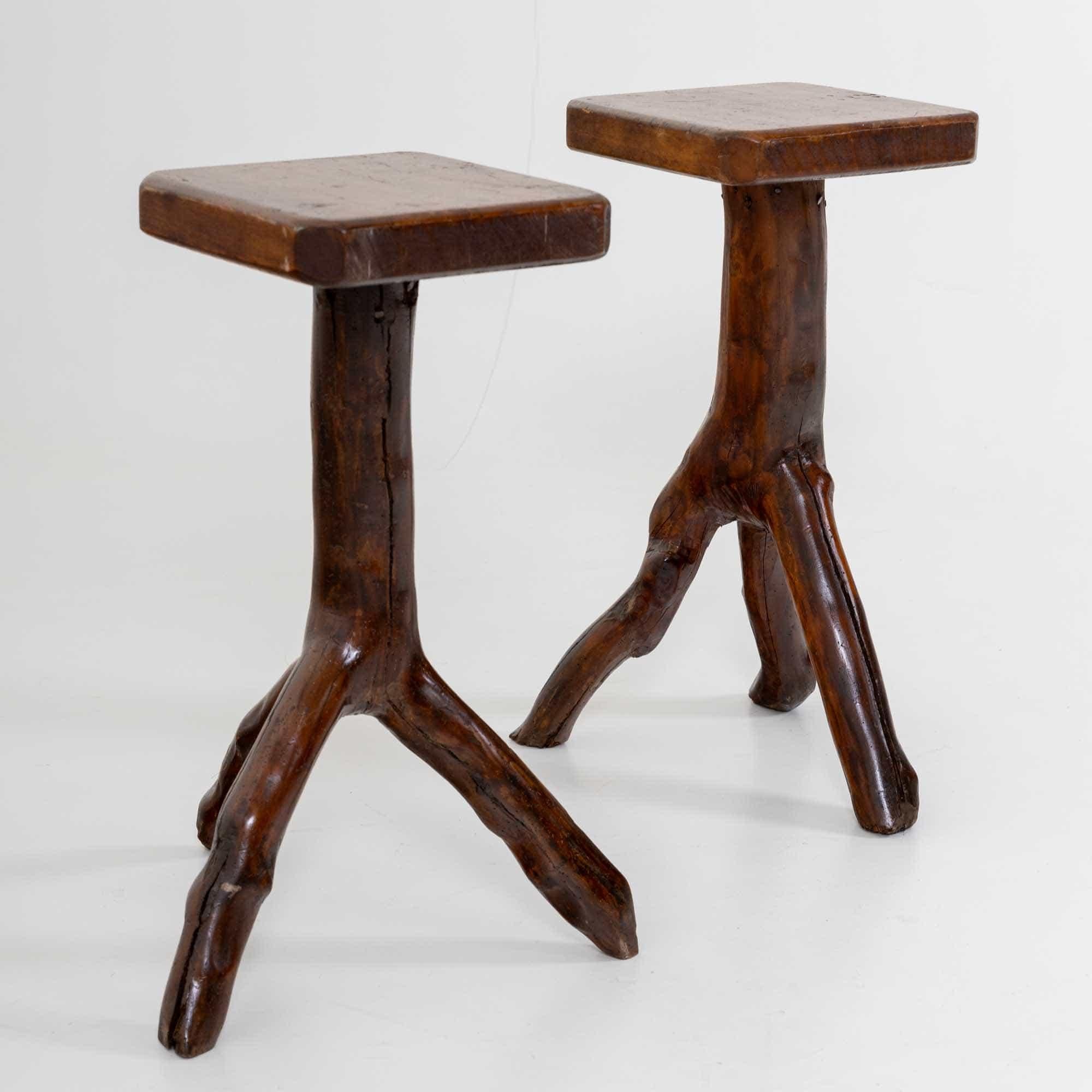 Pair of side tables made from tree branches, 20th Century For Sale 1