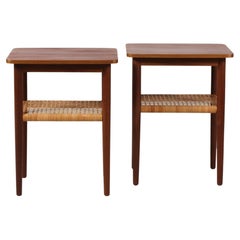 Pair of Side Tables Made of Teak with Cane in Mølgaard and Hvidt Style, 1960s