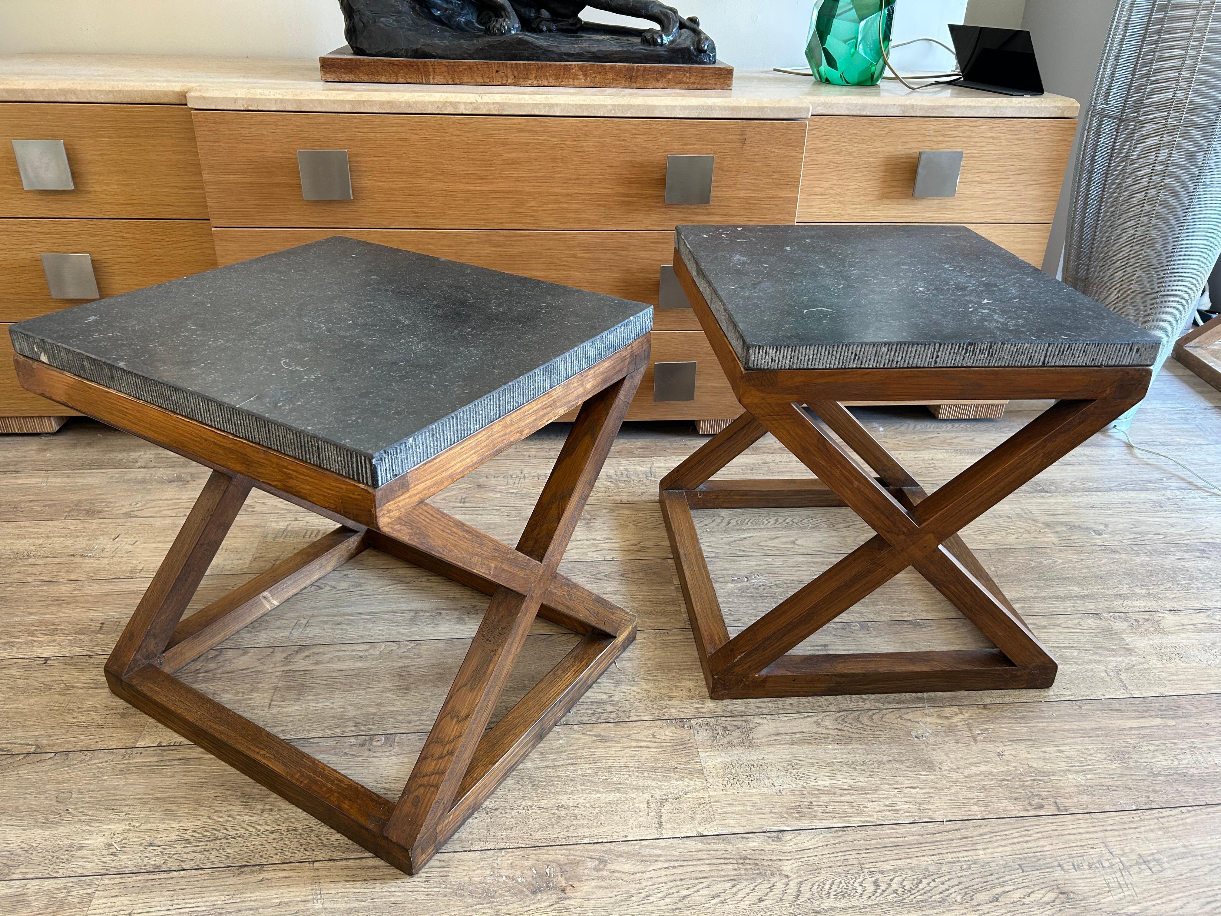 Paire de tables d'appoint, plateau en marbre, 20e siècle en vente 6
