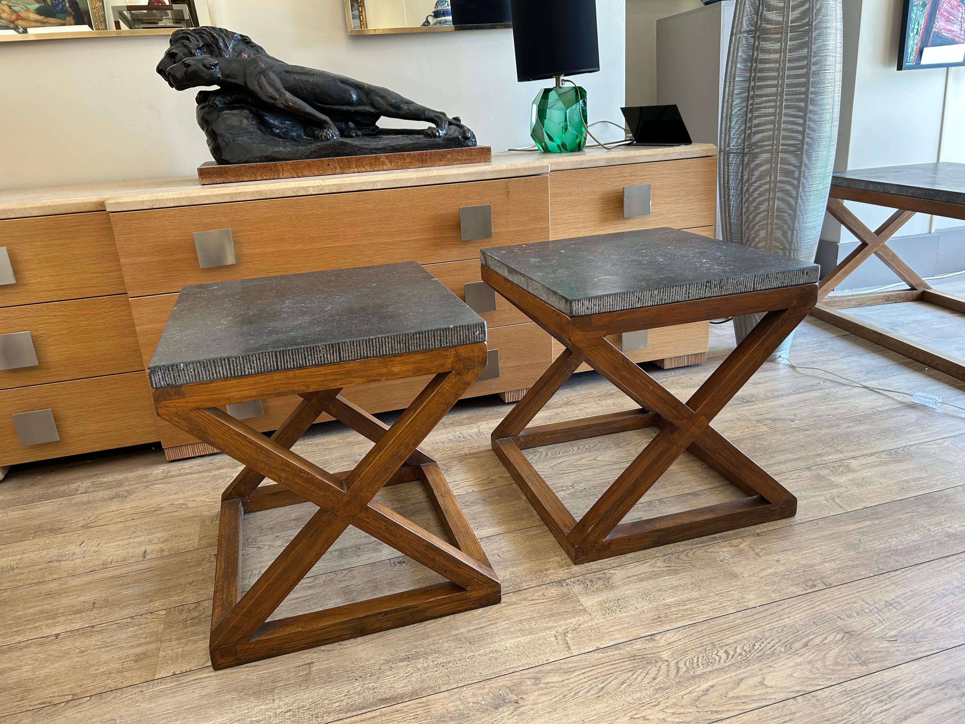 Paire de tables d'appoint, plateau en marbre, 20e siècle en vente 12