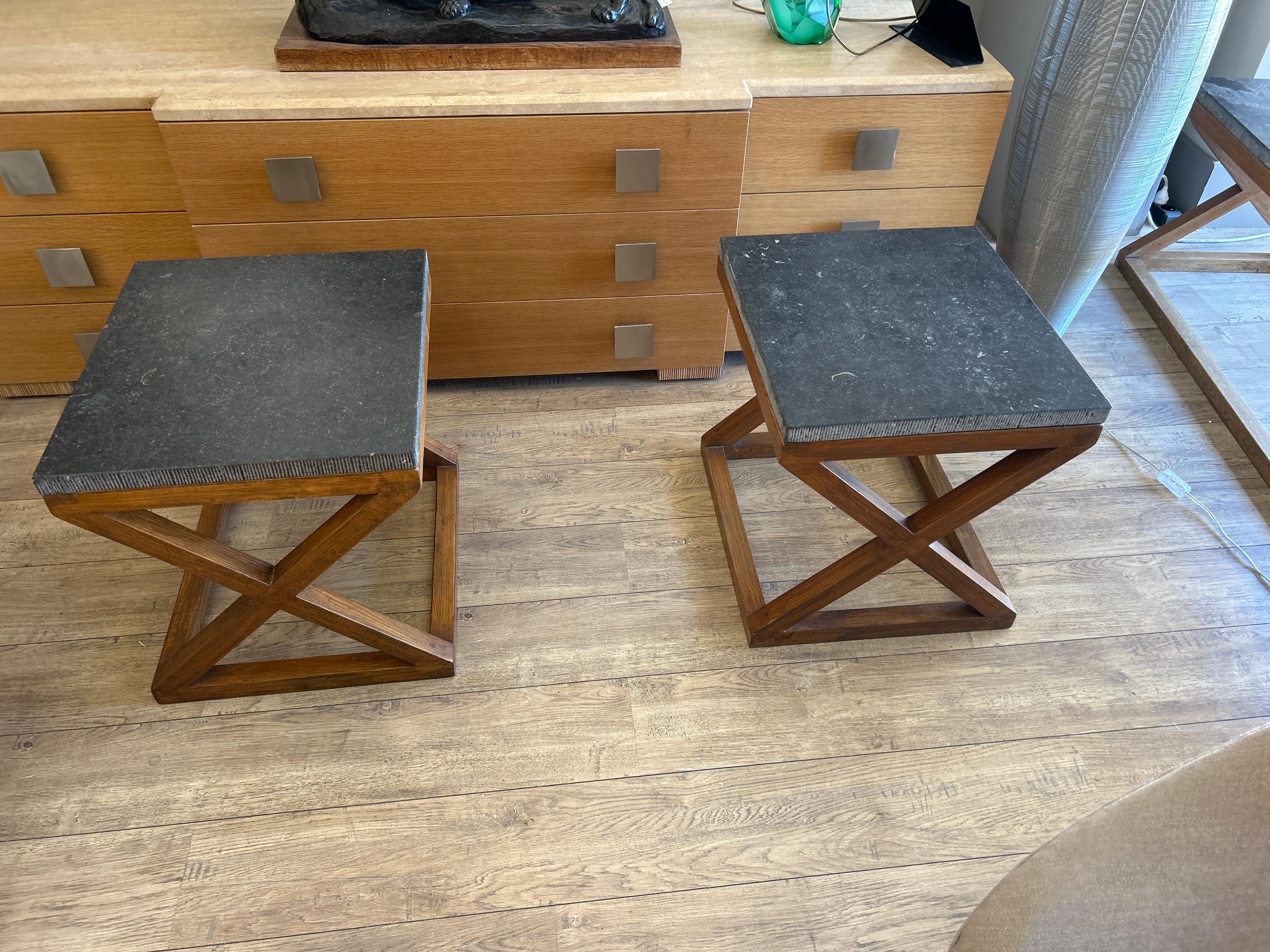 Paire de tables d'appoint, plateau en marbre, 20e siècle en vente 13