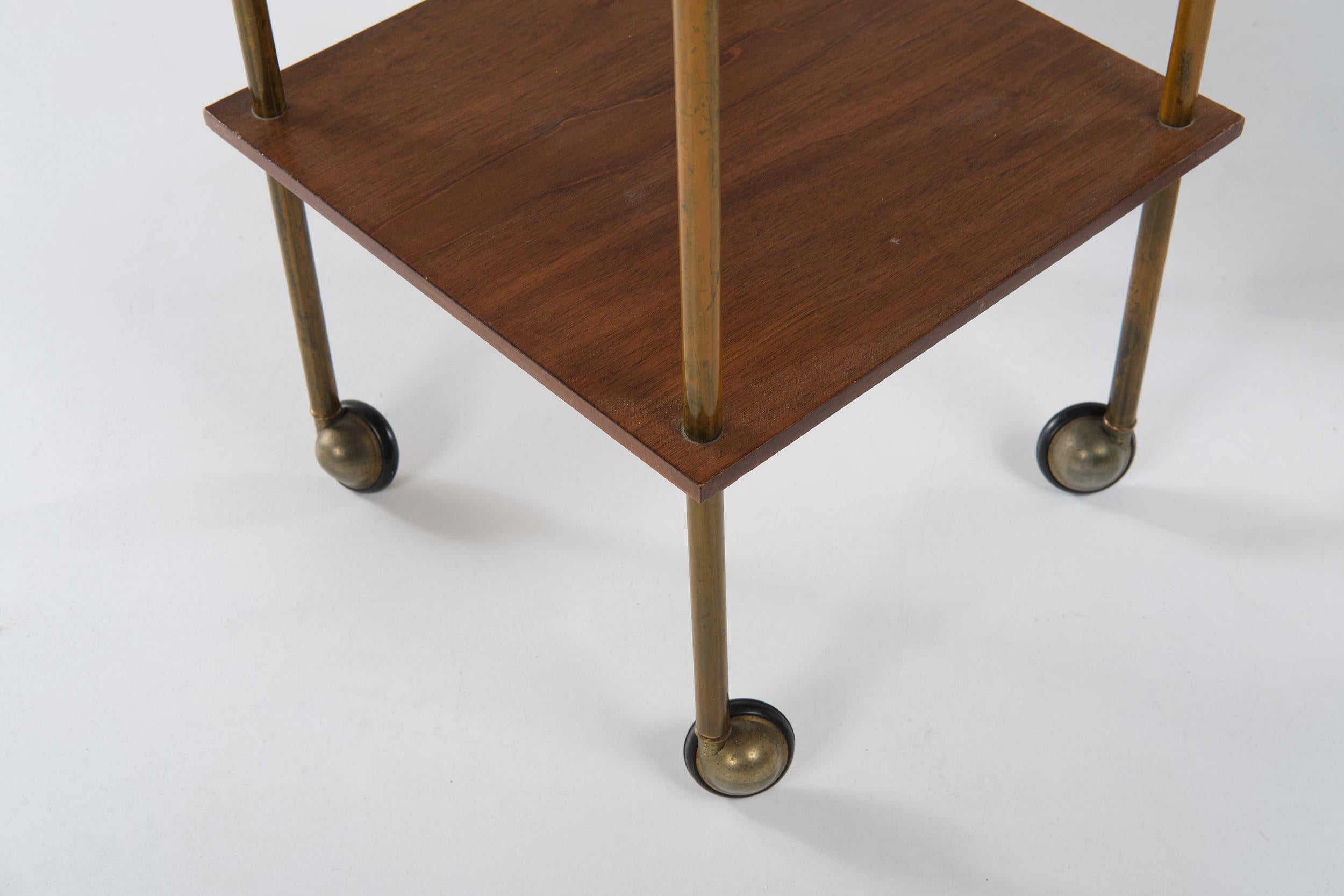 Italian Pair of Side Tables Model T9 in wood and brass by Luigi Caccia Dominioni, 1950s