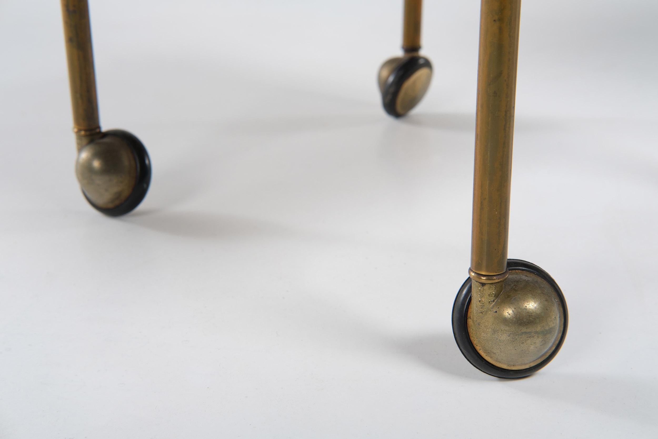 Pair of Side Tables Model T9 in wood and brass by Luigi Caccia Dominioni, 1950s 1