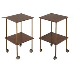 Pair of Side Tables Model T9 in wood and brass by Luigi Caccia Dominioni, 1950s