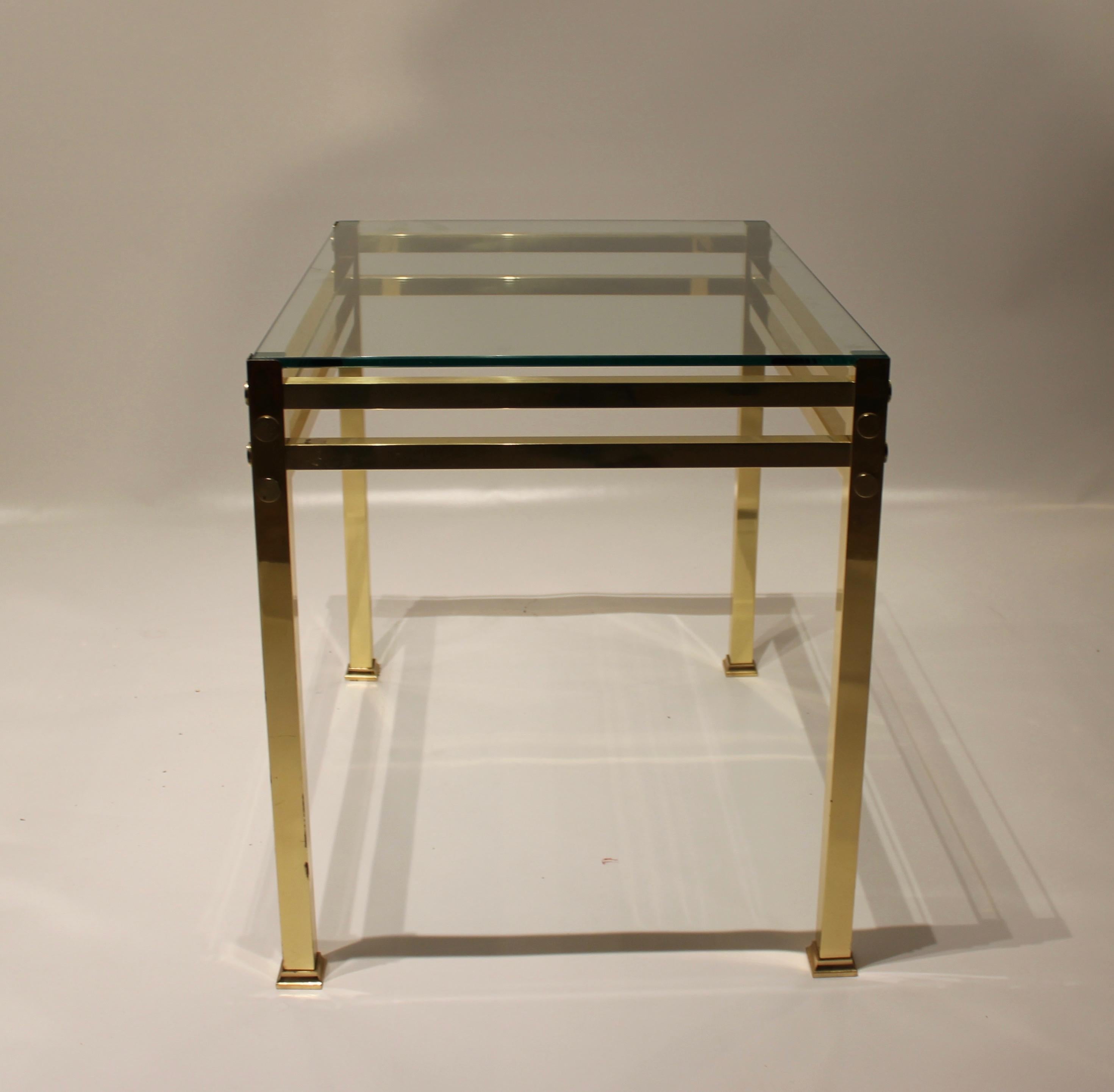 Other Pair of Side Tables of Brass with Plate of Glass of Italian Design, 1960s