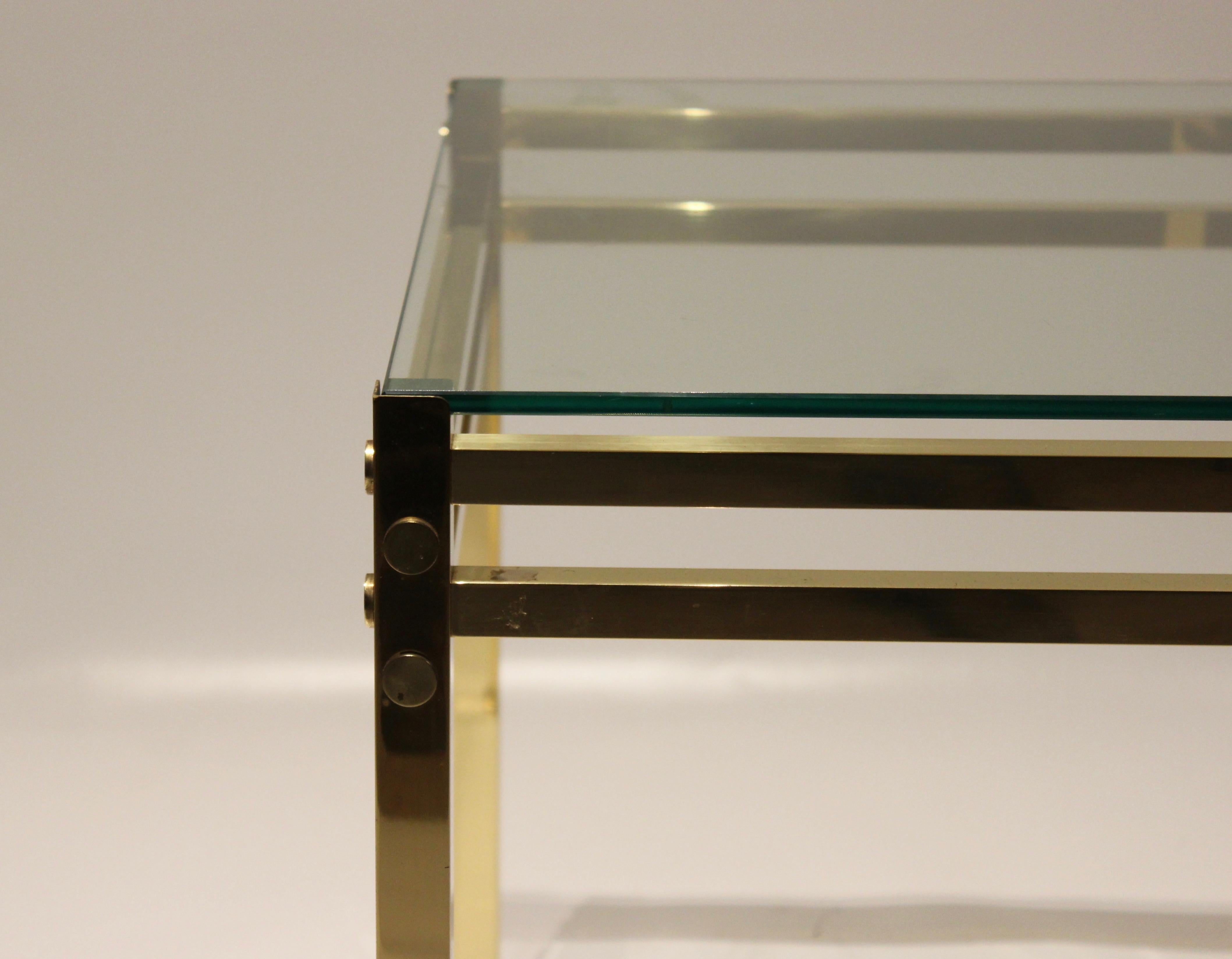 Pair of Side Tables of Brass with Plate of Glass of Italian Design, 1960s In Good Condition In Lejre, DK