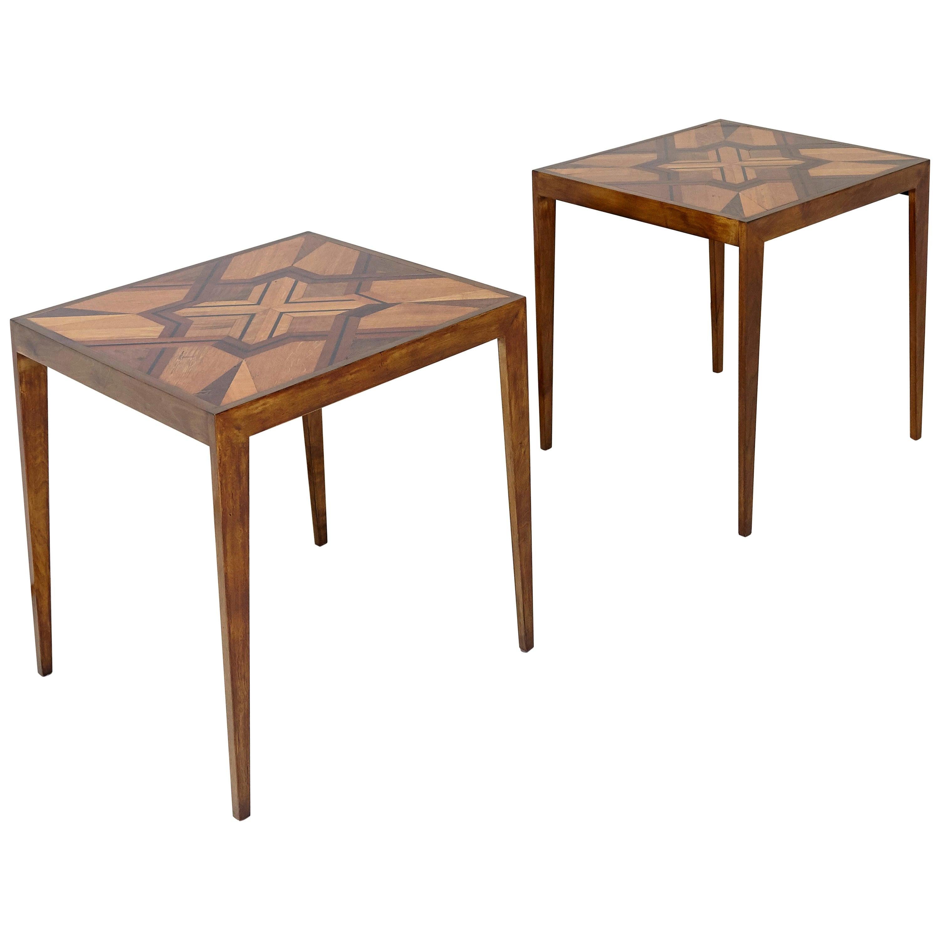Pair of Side Tables of Various Noble Woods