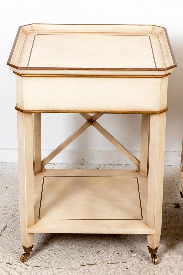 Pair of Side Tables on Casters For Sale at 1stDibs